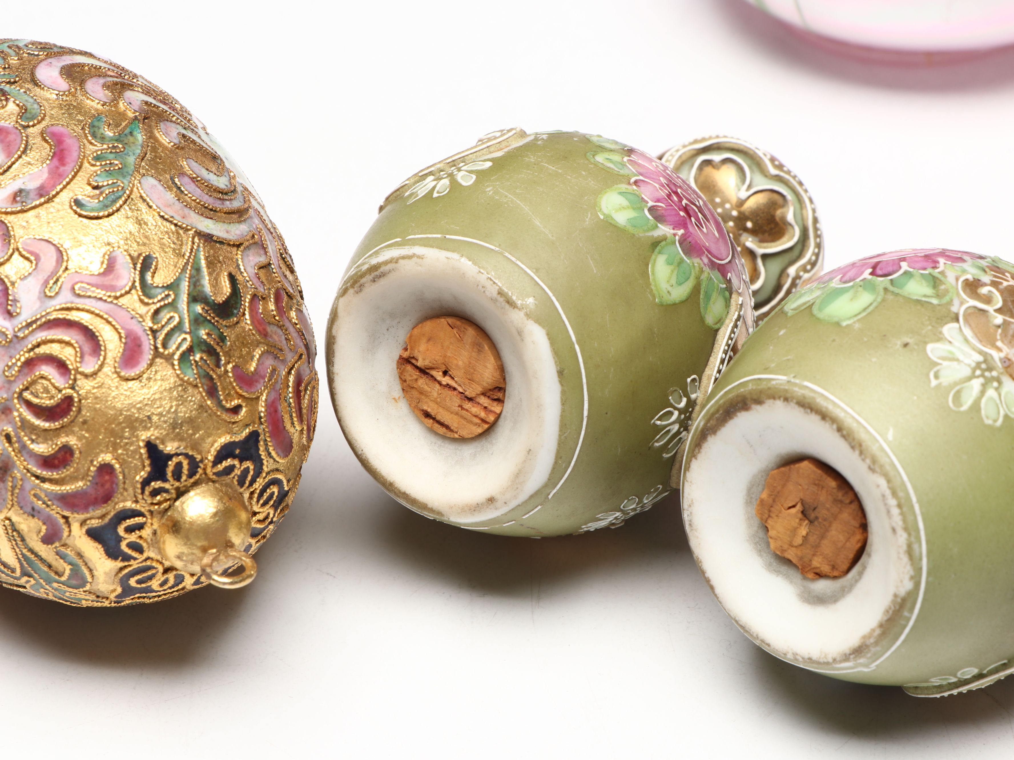 Fenton Glass Perfume Bottle, Cloisonné Bell, and More Table Accessories