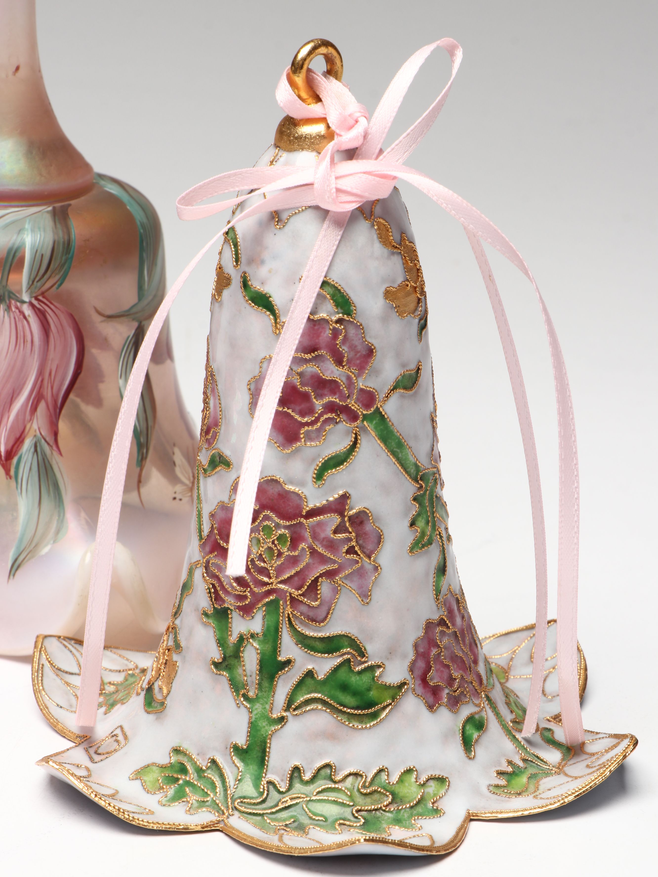 Fenton Glass Perfume Bottle, Cloisonné Bell, and More Table Accessories