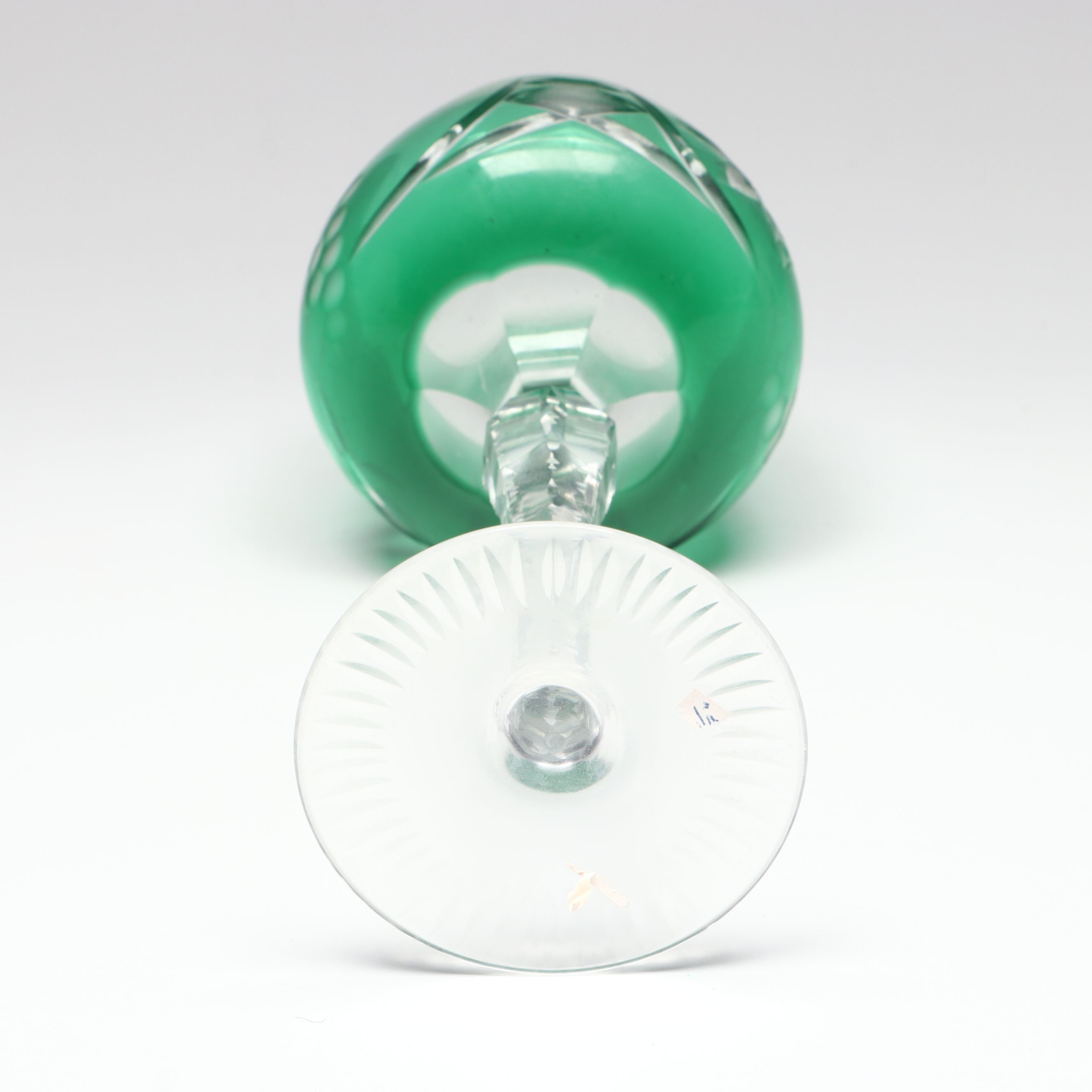 Vintage Grape and Leaf Cut Glass Colorful Hock Wine Glasses