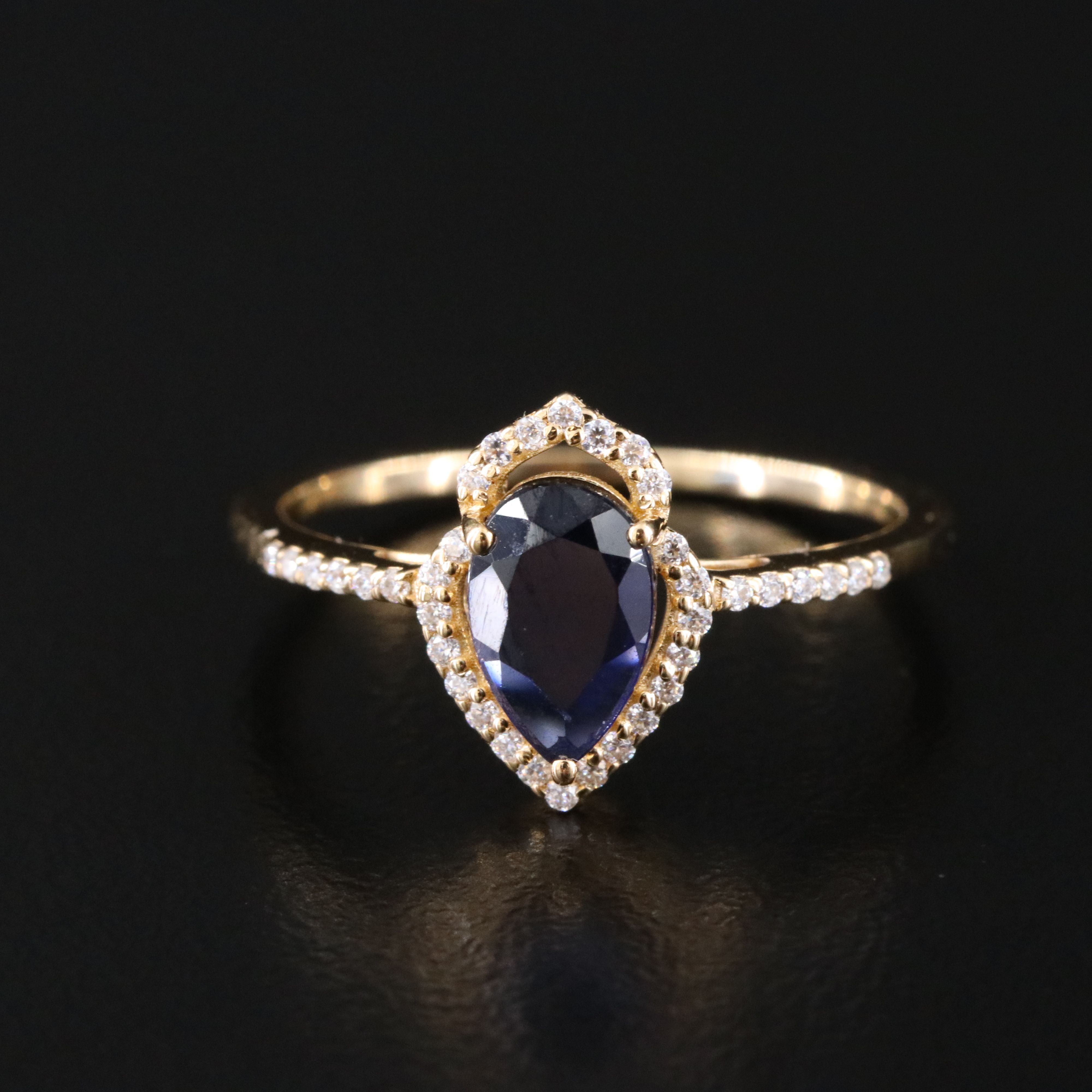 14K 0.49 CT Lab Grown Sapphire and Moissanite Ring