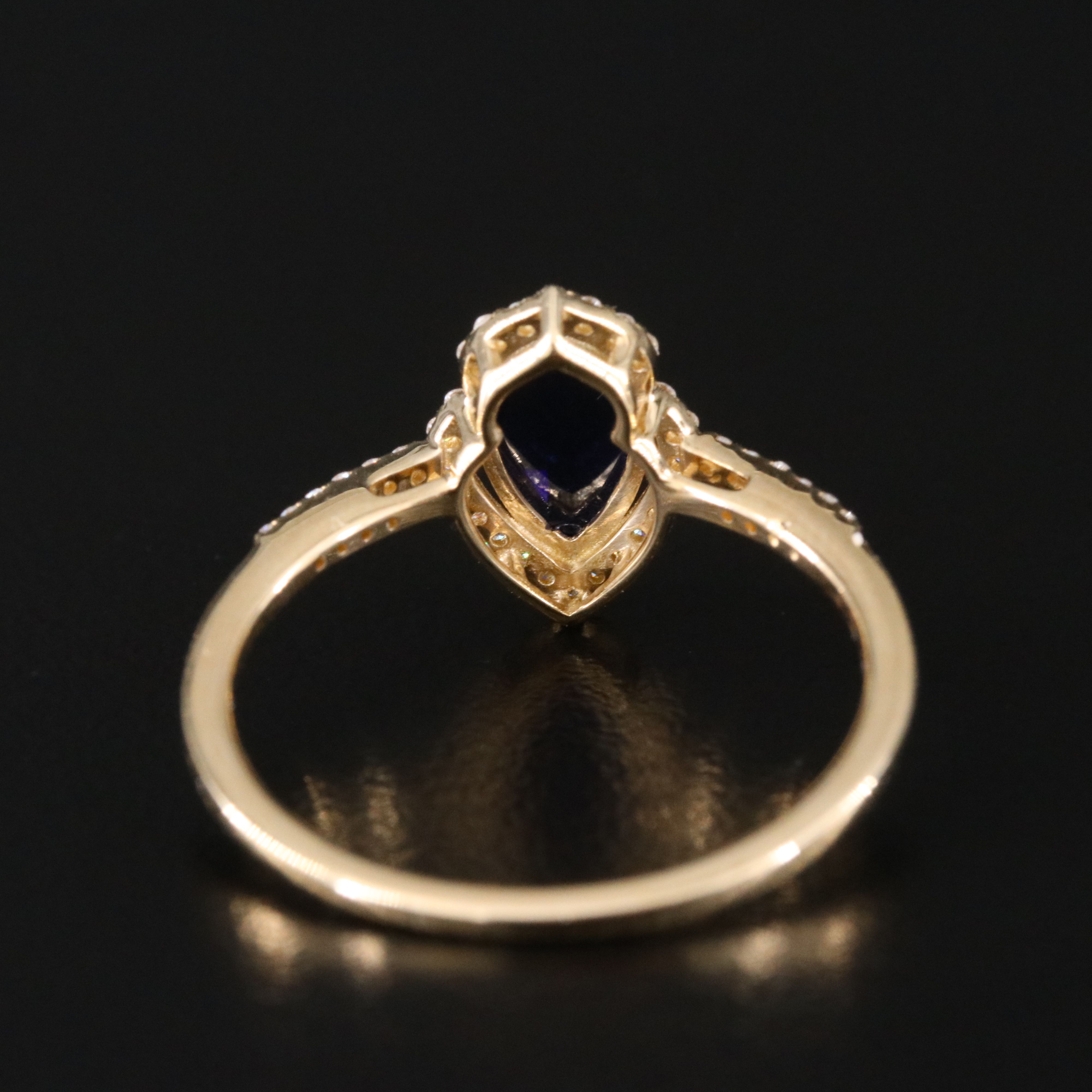 14K 0.49 CT Lab Grown Sapphire and Moissanite Ring