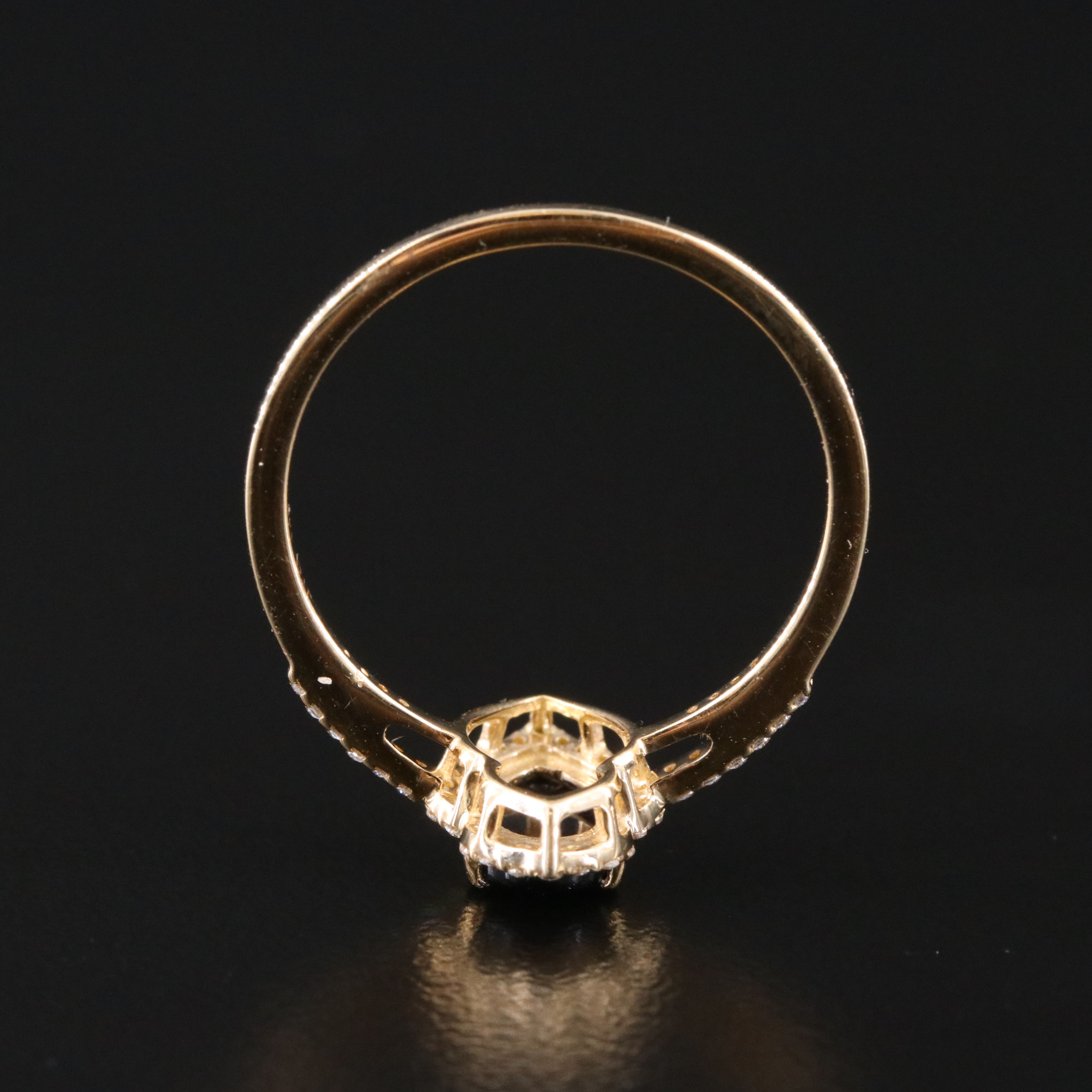 14K 0.49 CT Lab Grown Sapphire and Moissanite Ring