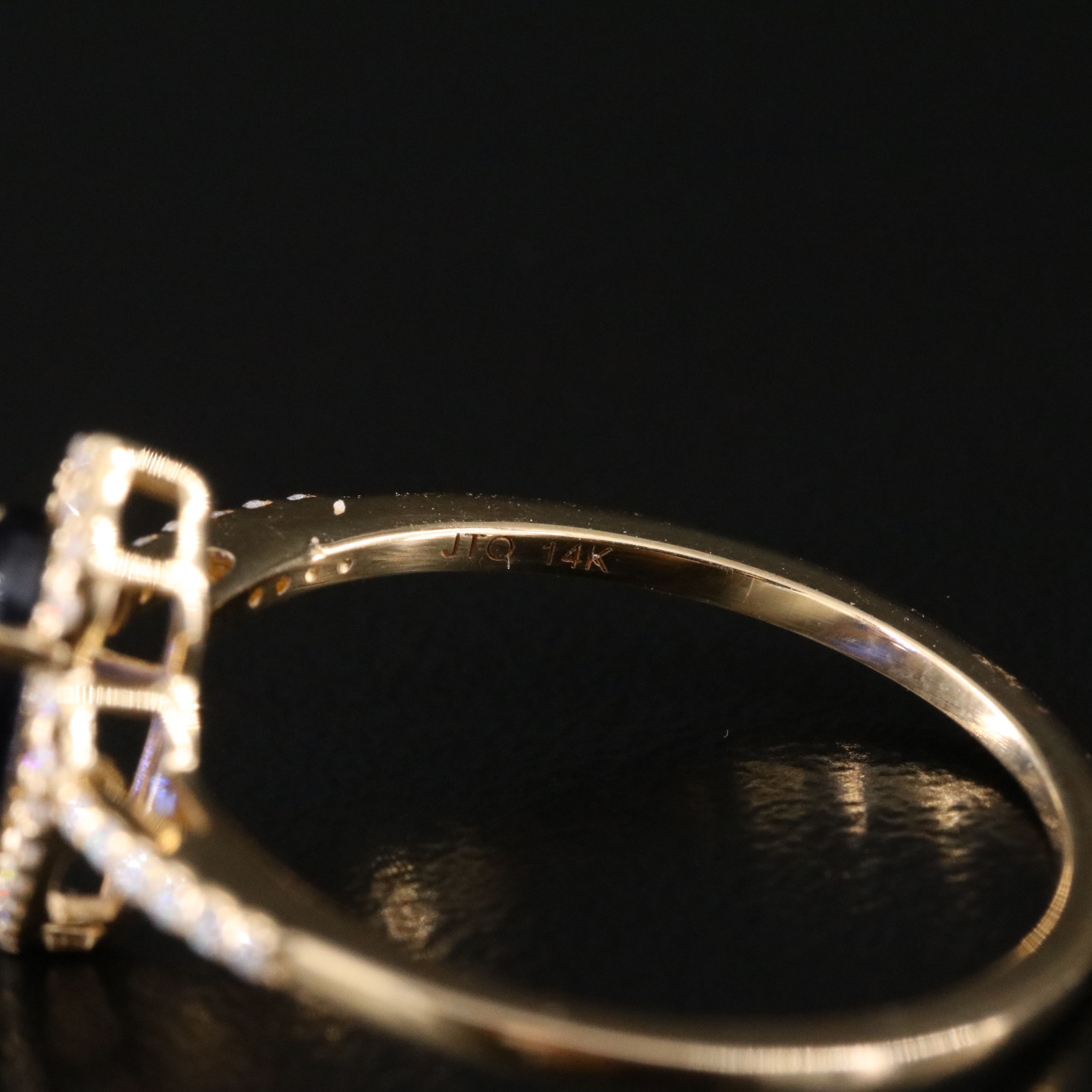 14K 0.49 CT Lab Grown Sapphire and Moissanite Ring