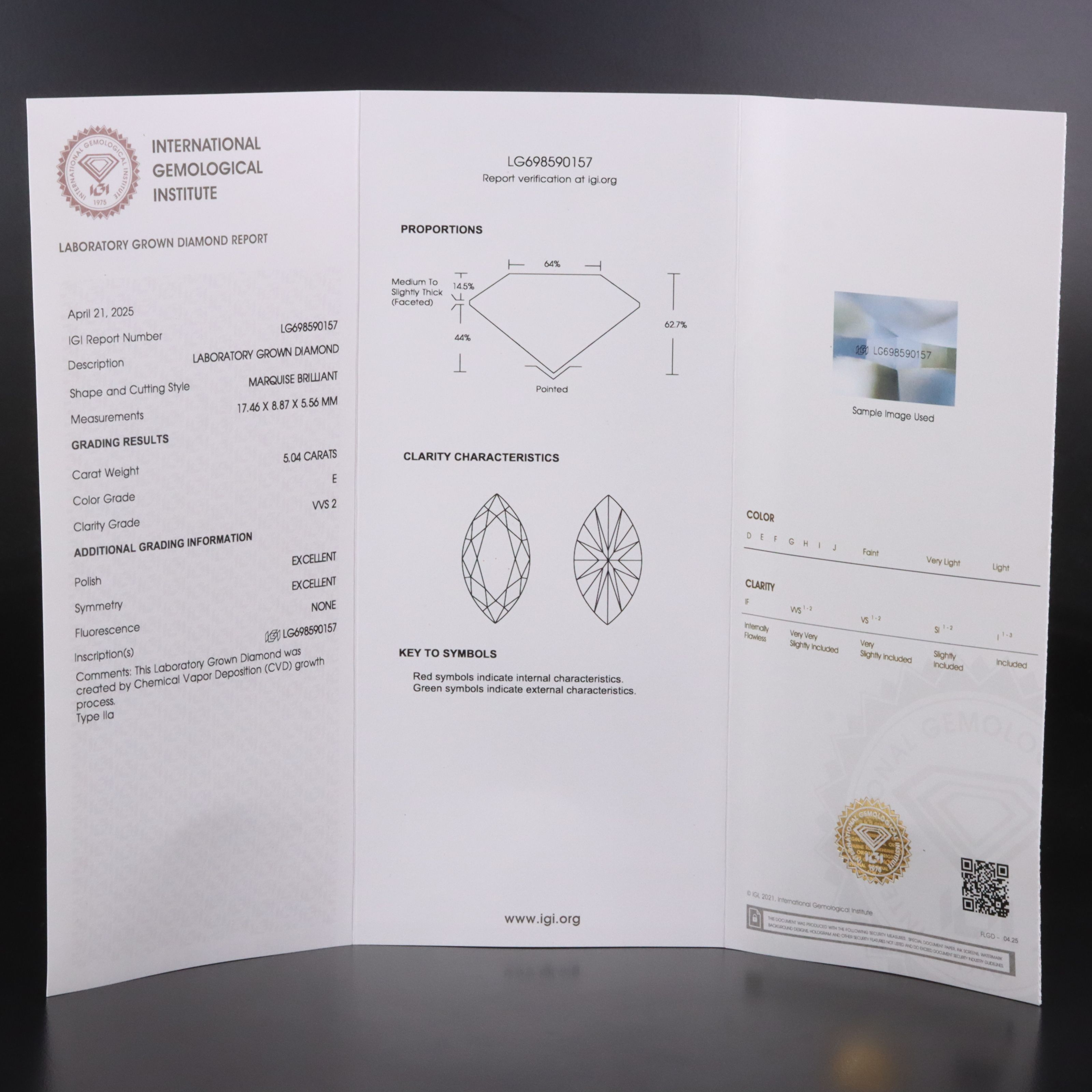 14K 5.30 CTW Lab Grown Diamond Ring with IGI Report