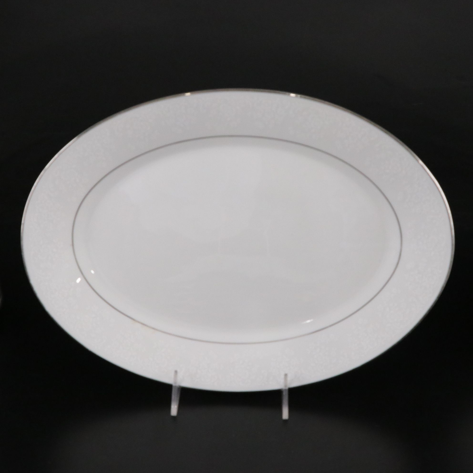 Noritake "Tahoe" & Fostoria "Sheffield" Platinum Trim Dinnerware & Glassware