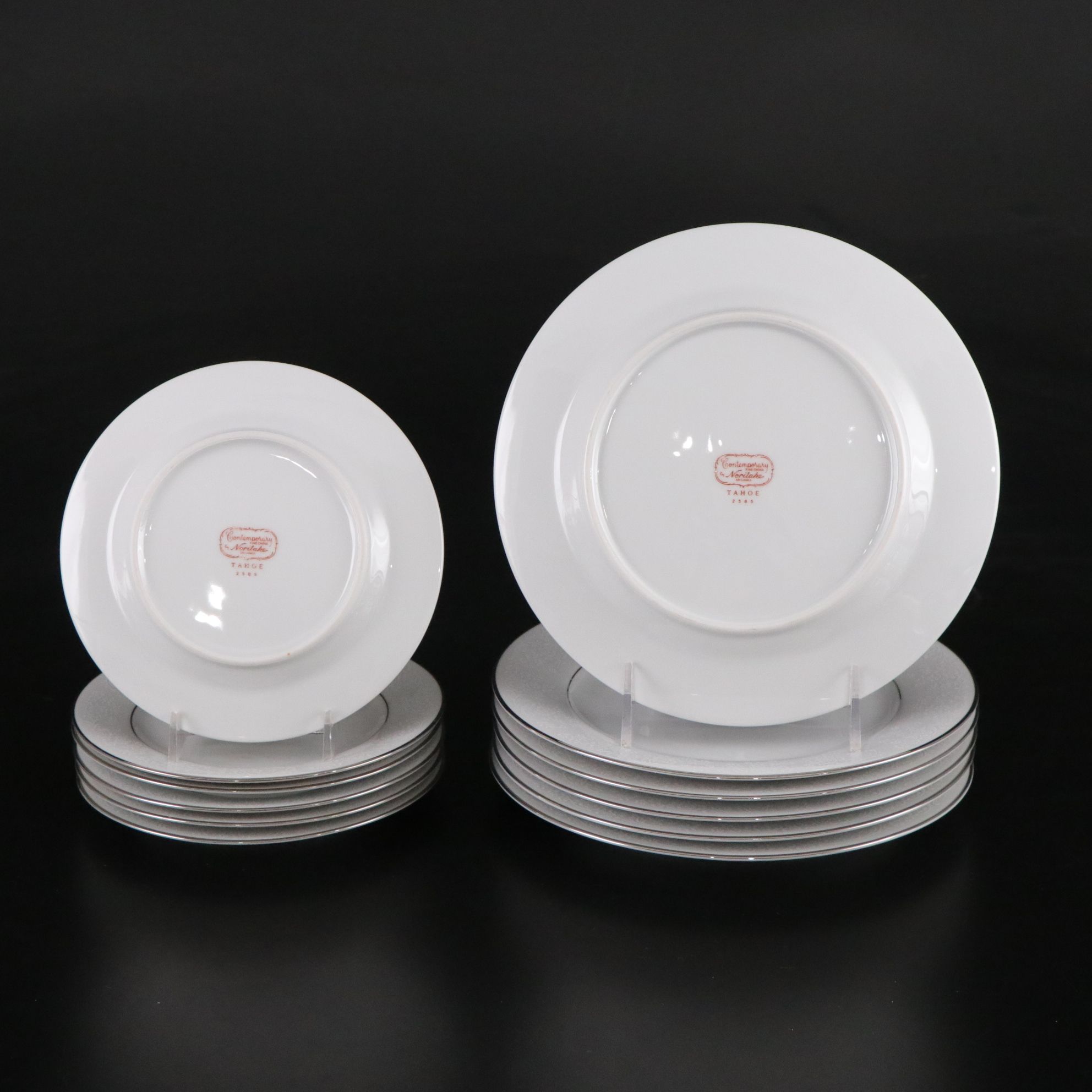 Noritake "Tahoe" & Fostoria "Sheffield" Platinum Trim Dinnerware & Glassware