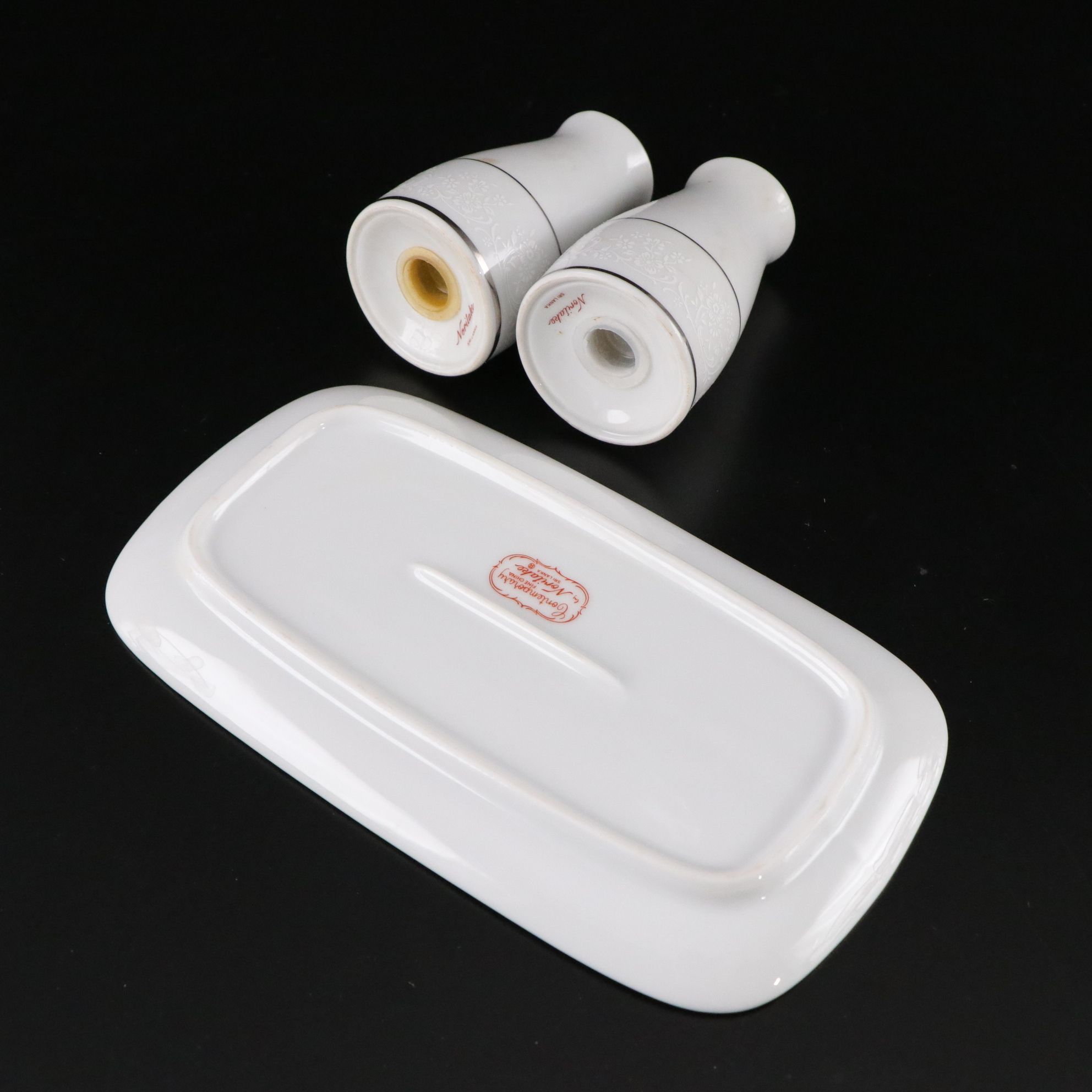 Noritake "Tahoe" & Fostoria "Sheffield" Platinum Trim Dinnerware & Glassware