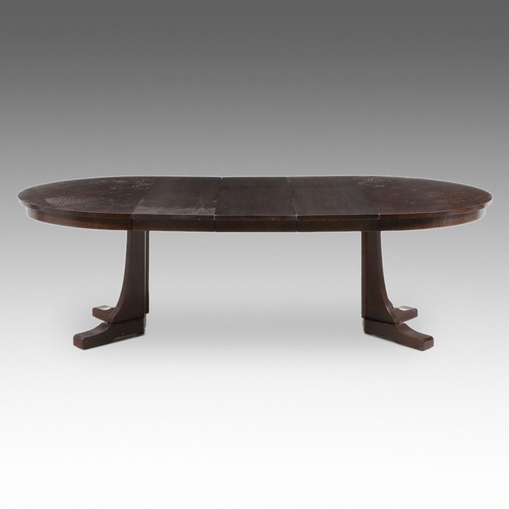 Stickley Mission Collection Quartersawn Oak Pedestal Dining Table, 2008