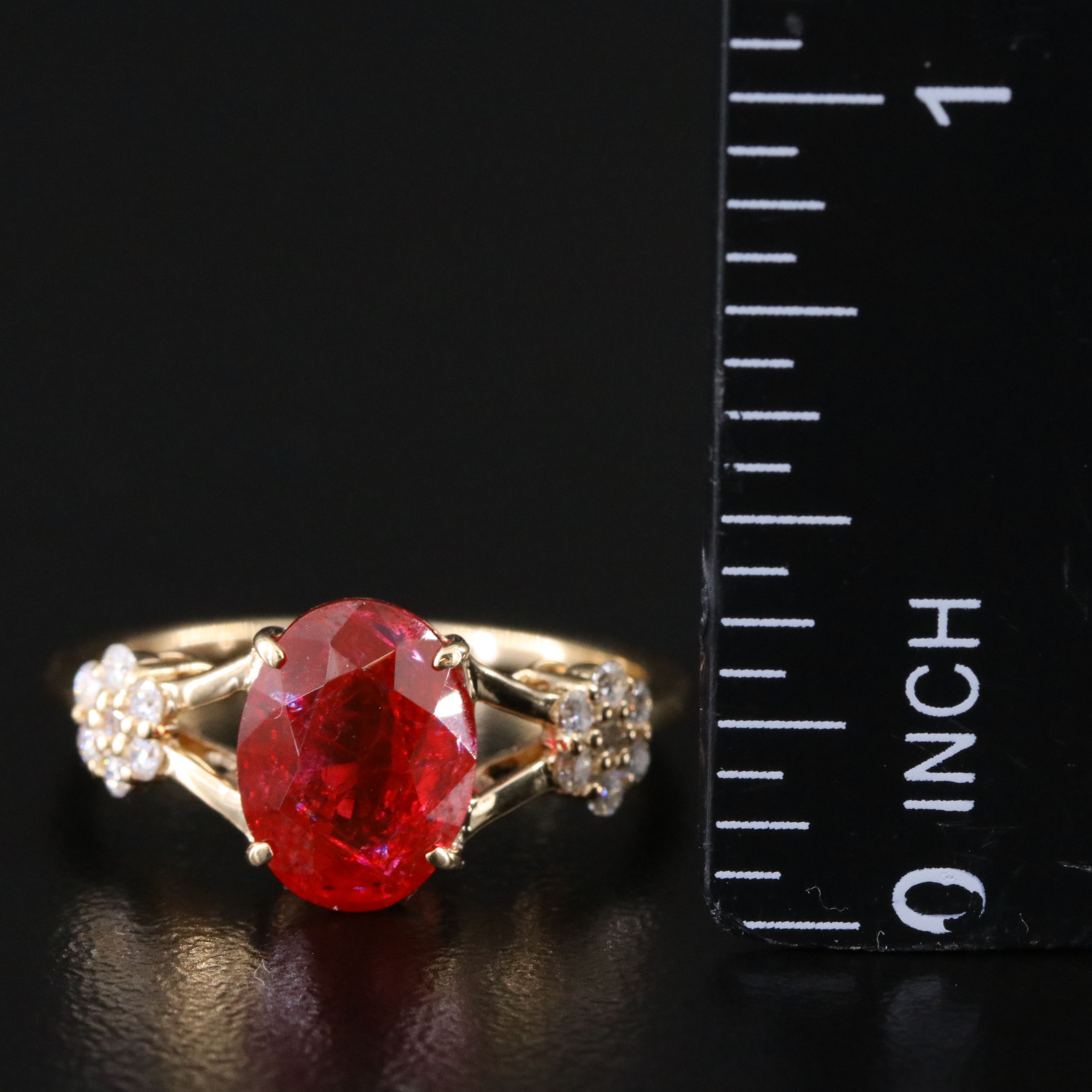 14K 2.70 CT Lab Grown Ruby and Moissanite Ring