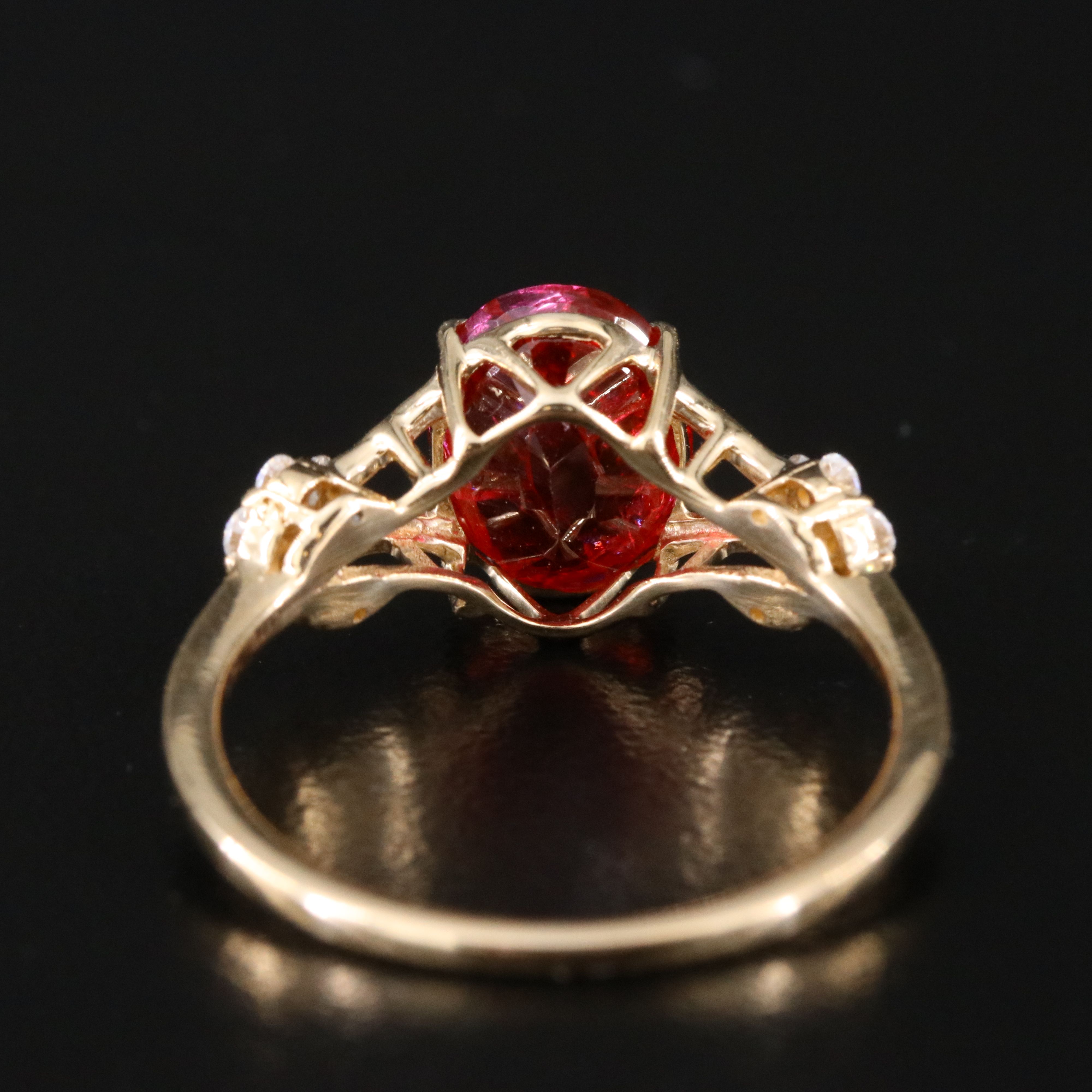 14K 2.70 CT Lab Grown Ruby and Moissanite Ring