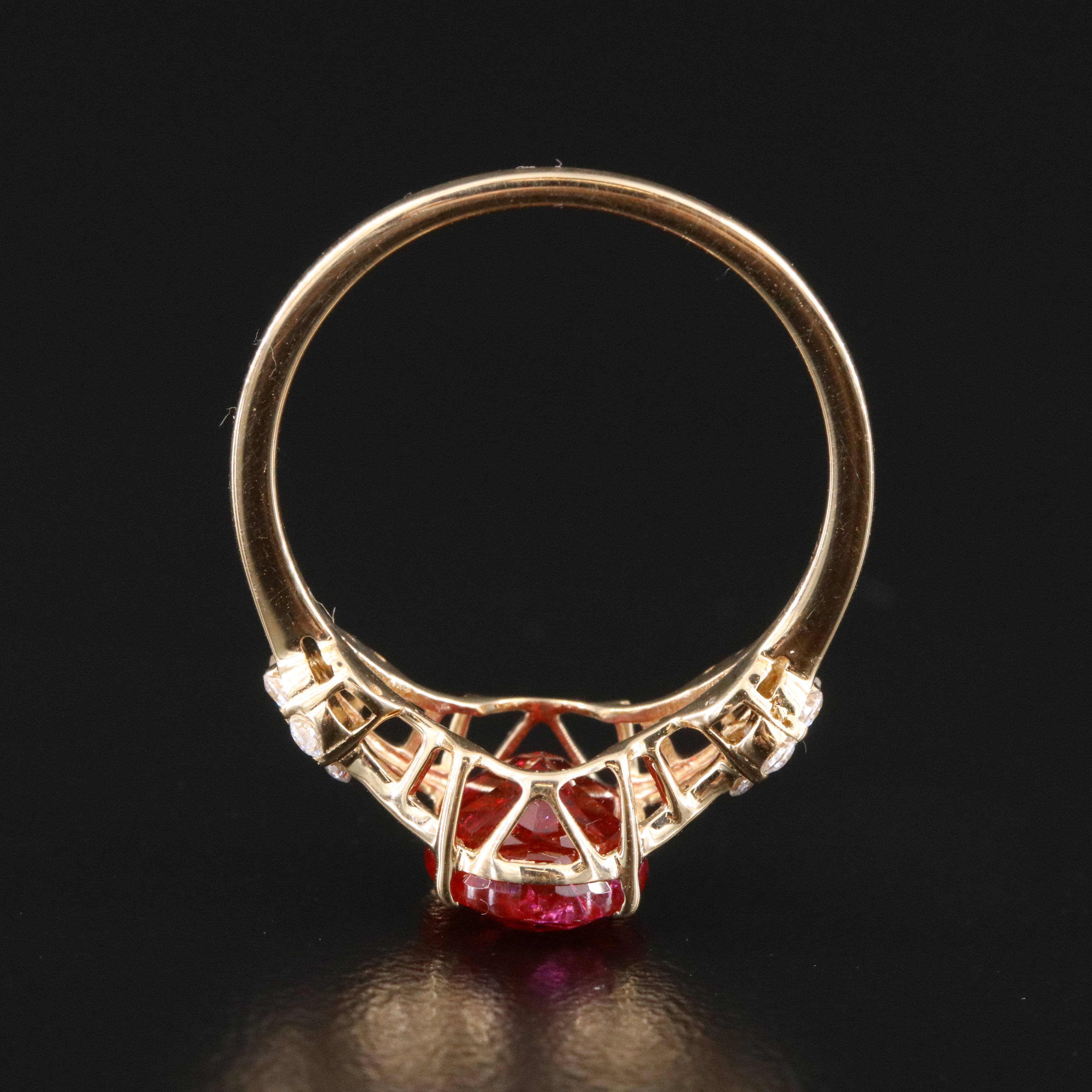 14K 2.70 CT Lab Grown Ruby and Moissanite Ring