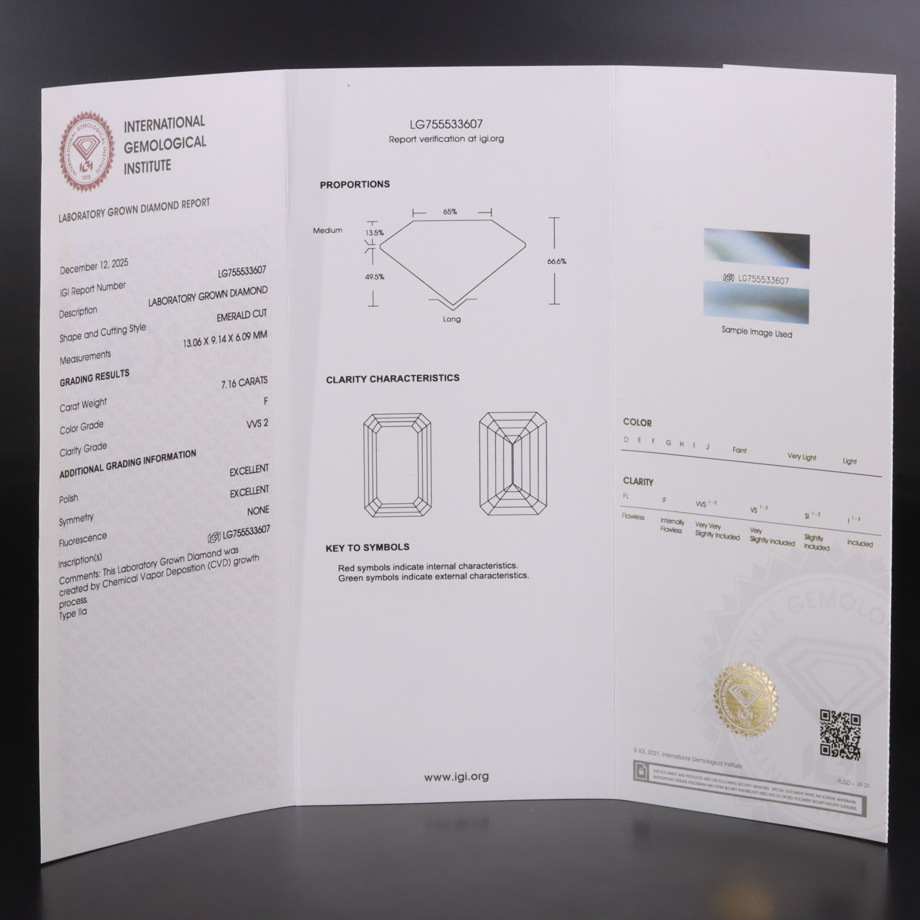 14K 7.16 CT Lab Grown Diamond Solitaire Ring with IGI Report