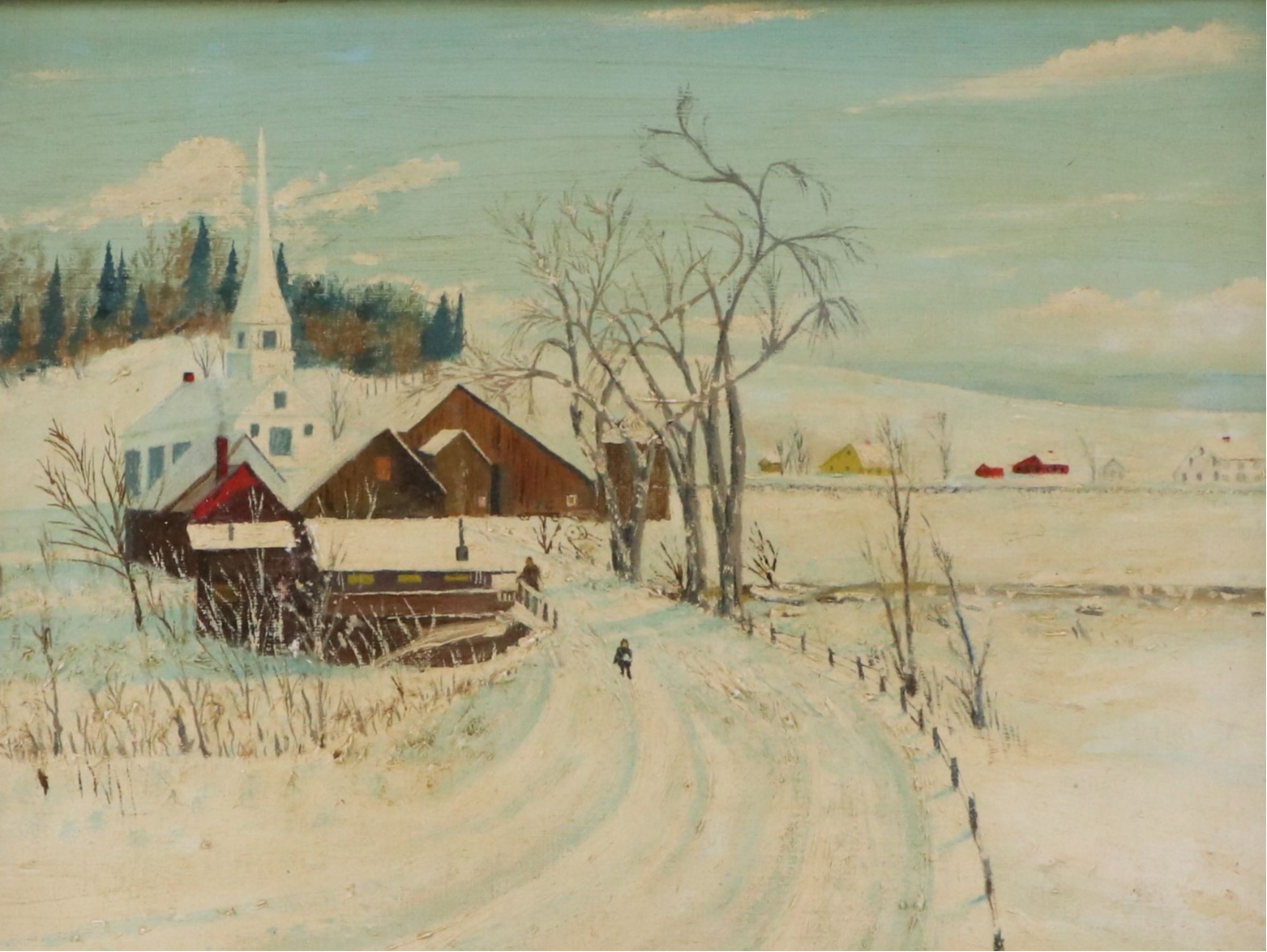 Winter Landscape Oil Painting, 20th Century