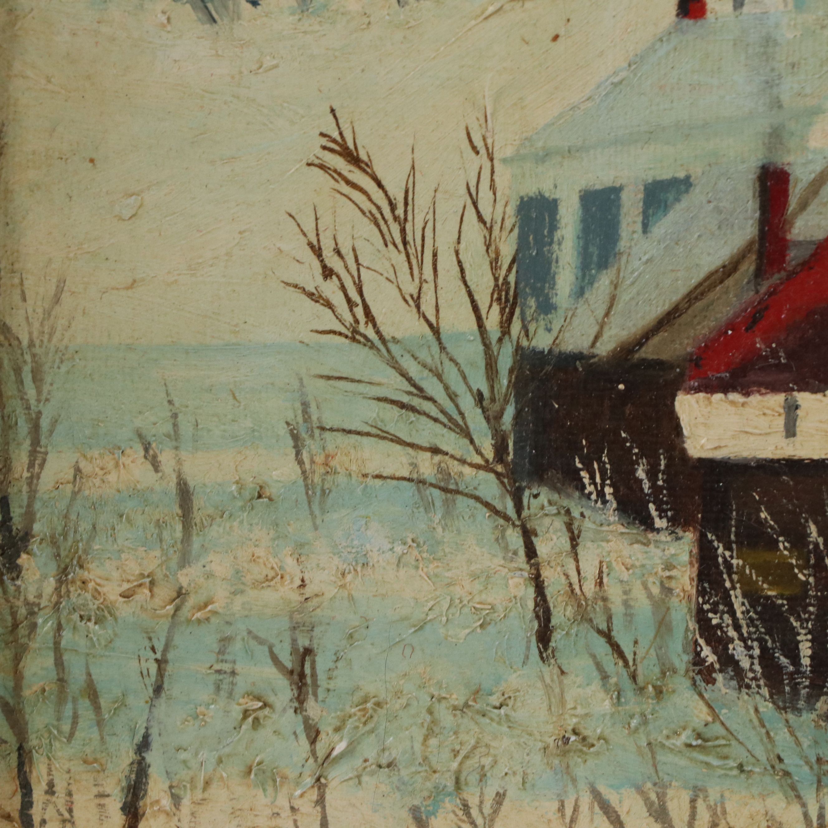 Winter Landscape Oil Painting, 20th Century