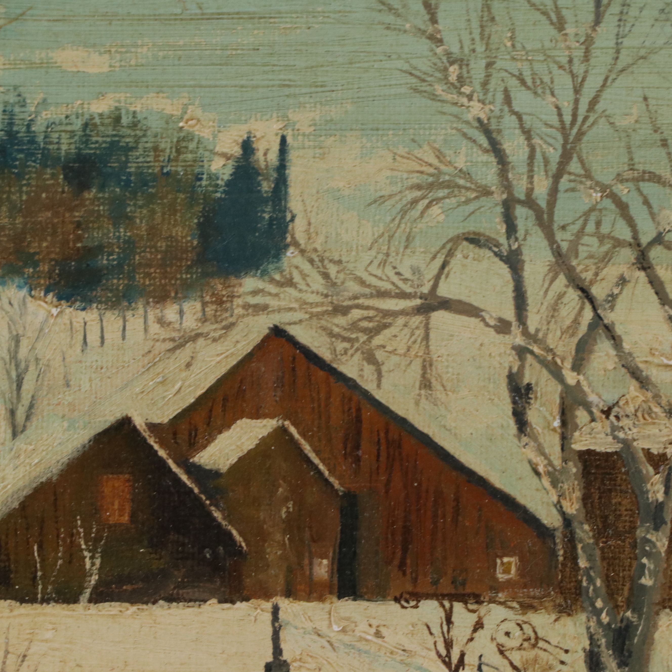 Winter Landscape Oil Painting, 20th Century