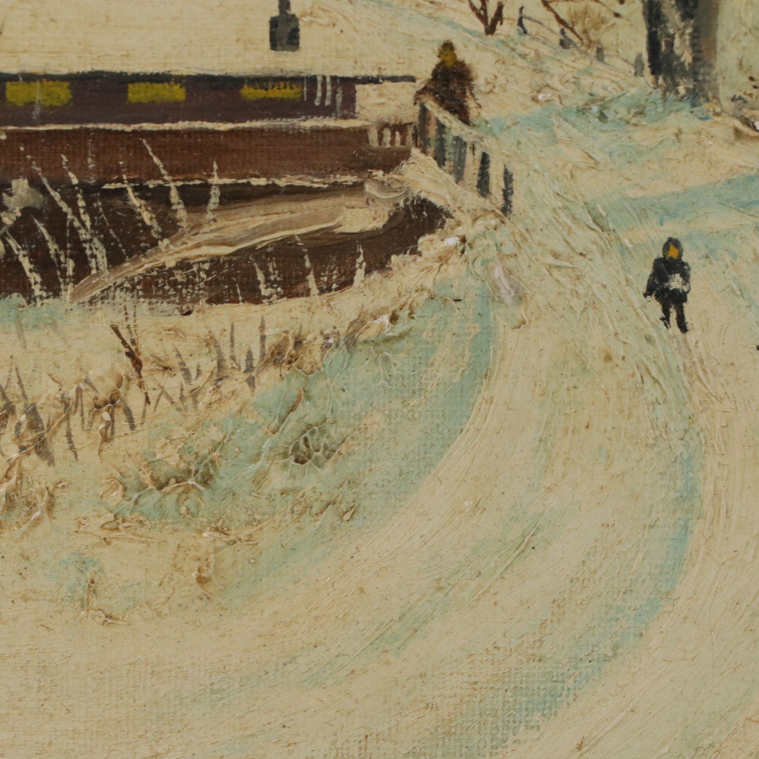 Winter Landscape Oil Painting, 20th Century