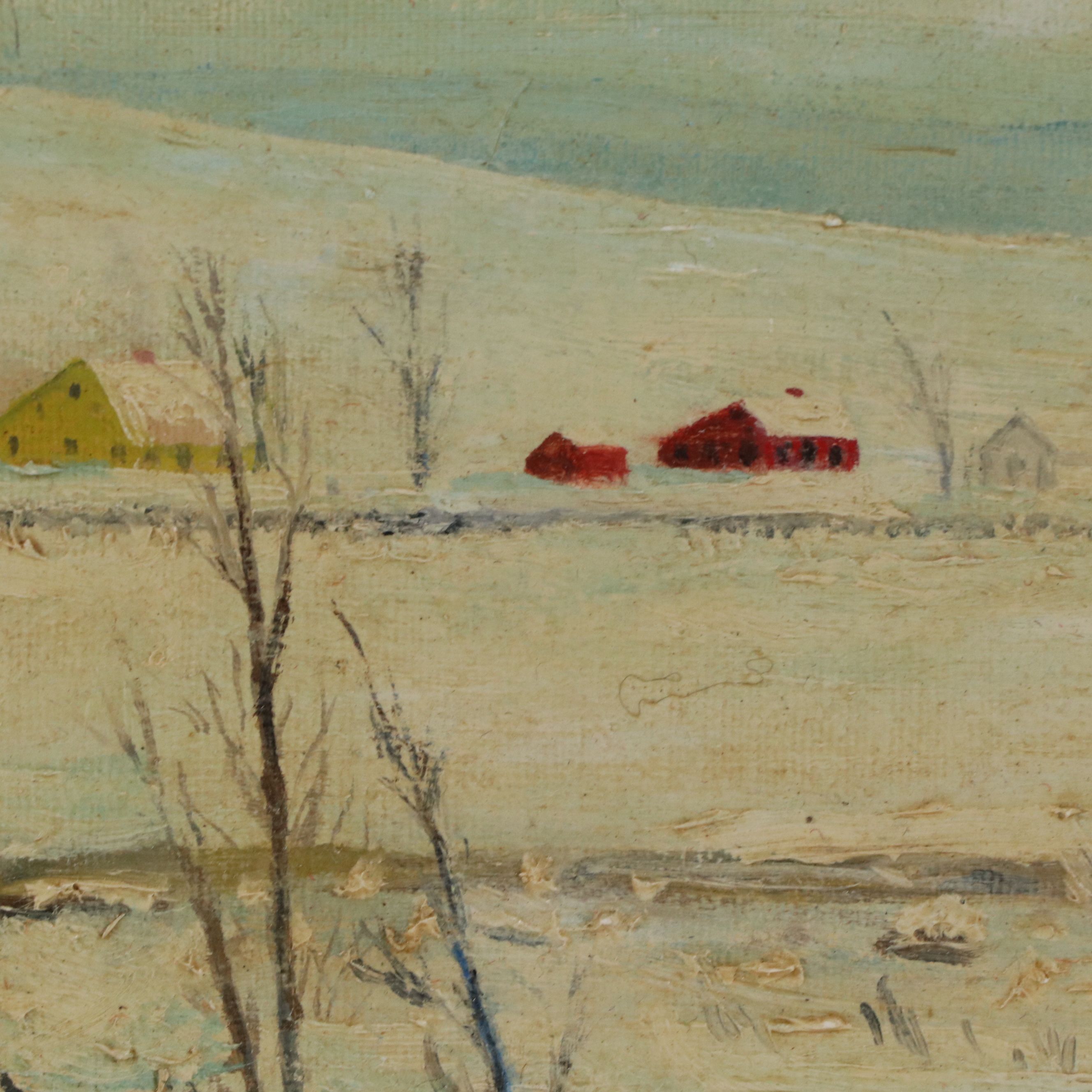 Winter Landscape Oil Painting, 20th Century