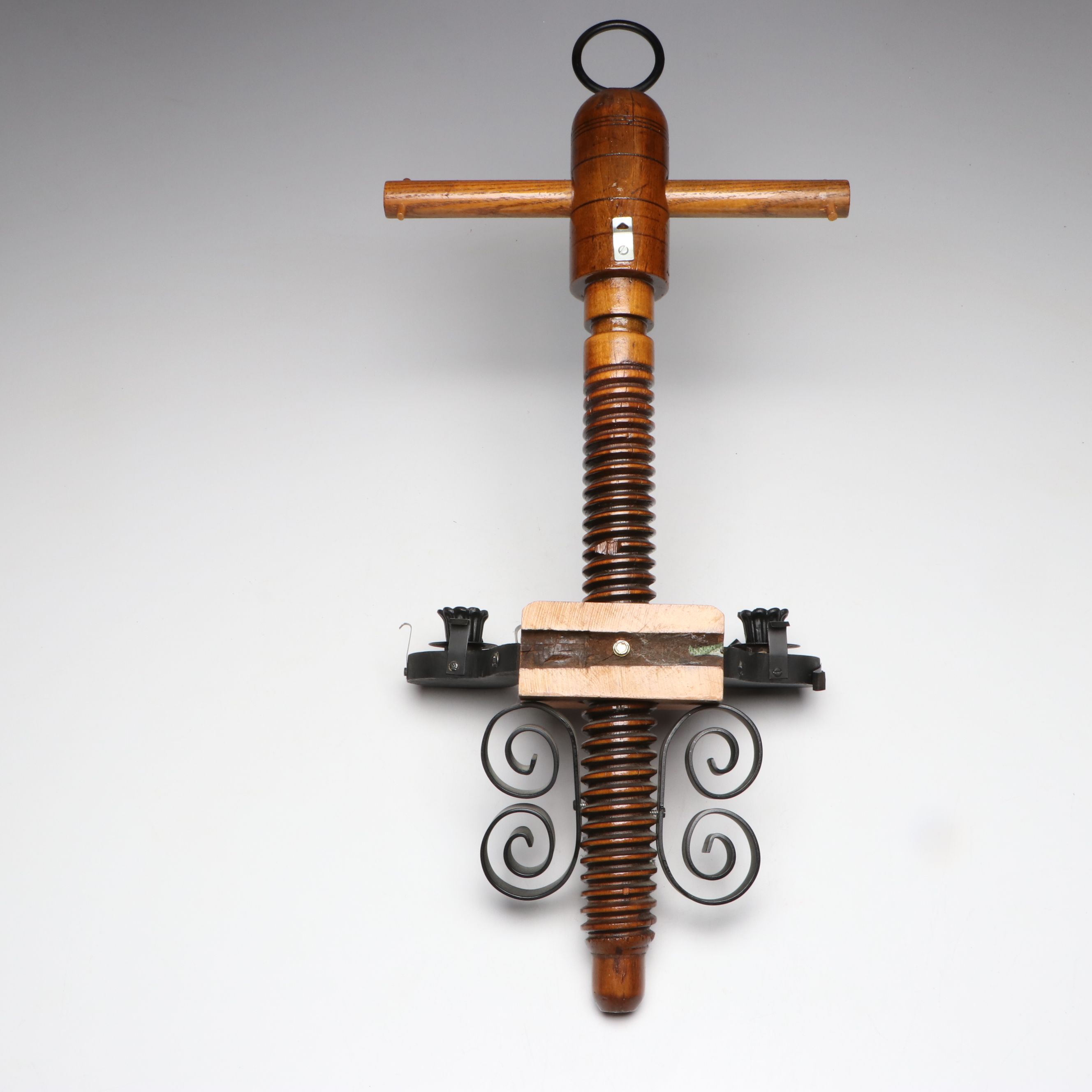 Wall Hanging Double Candlestick with Amberina Crackle Glass Shades