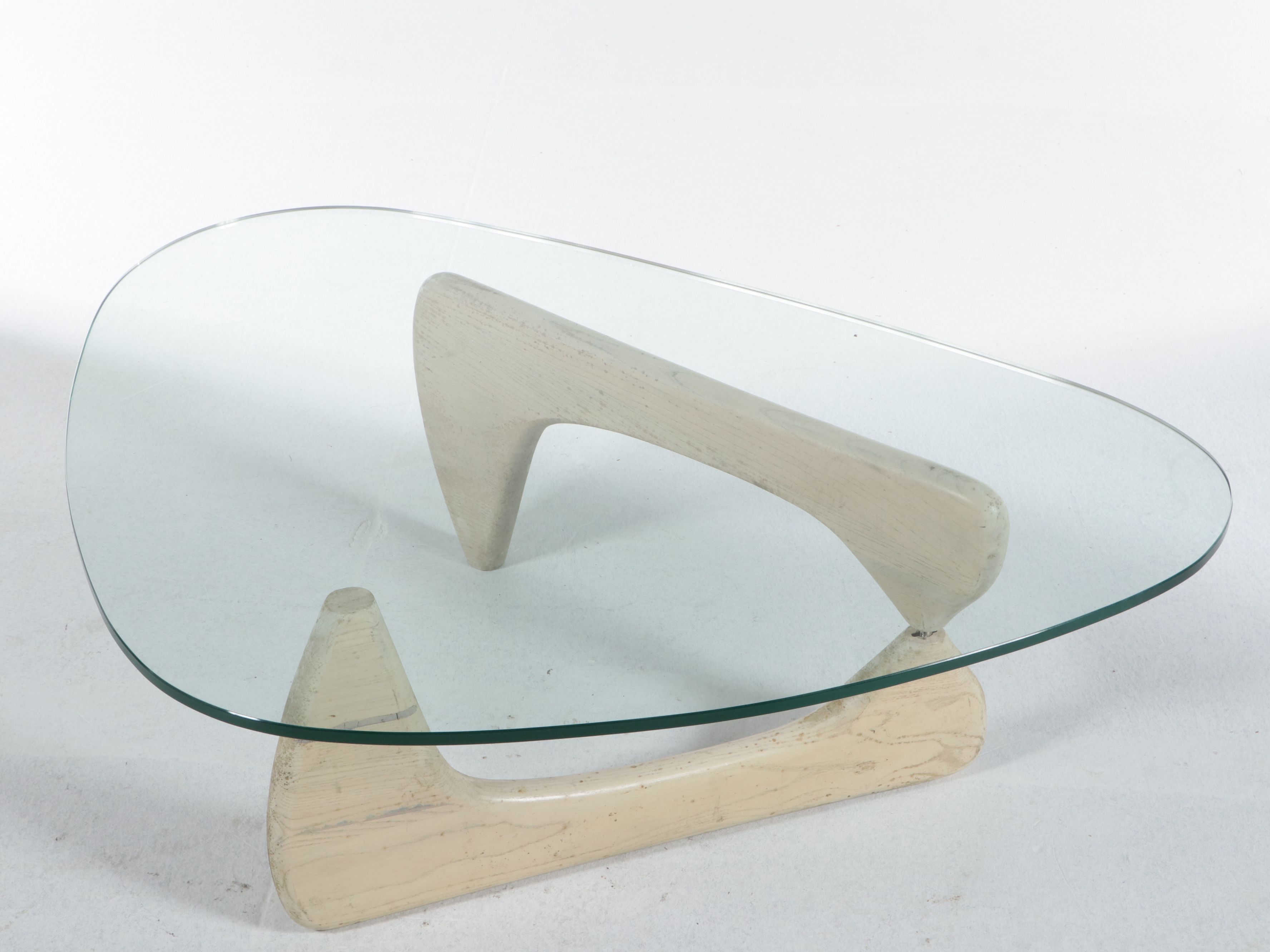 Ash and Glass Coffee Table, Mid-20th Century, Manner of Isamu Noguchi