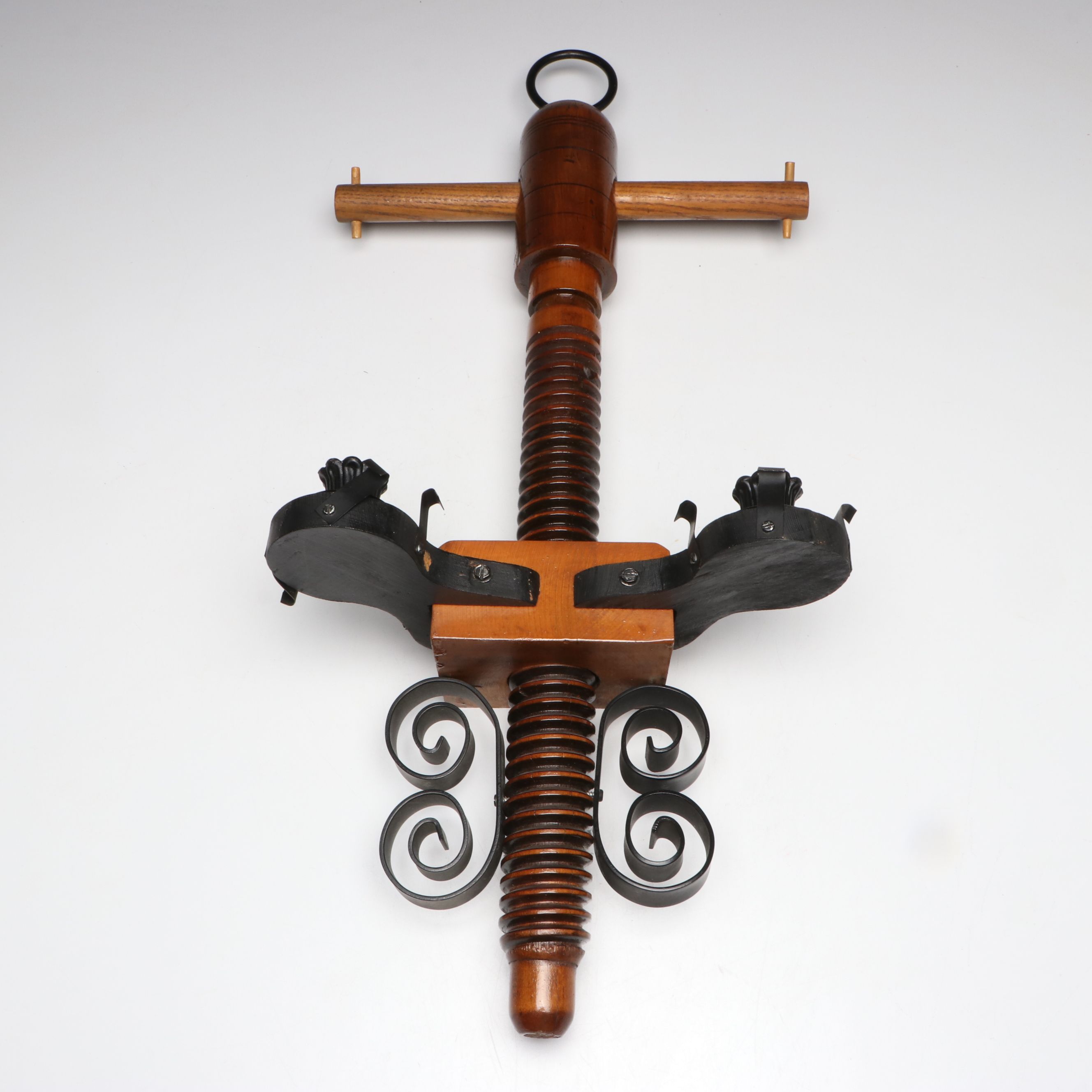 Wall Hanging Double Candlestick with Amberina Crackle Glass Shades