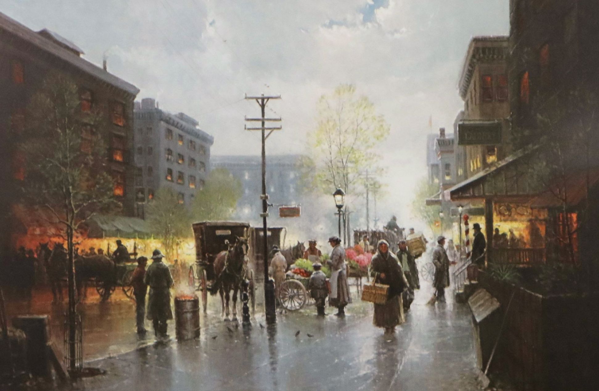 G. Harvey Offset Lithograph "Immigrants in a New Land," 1991