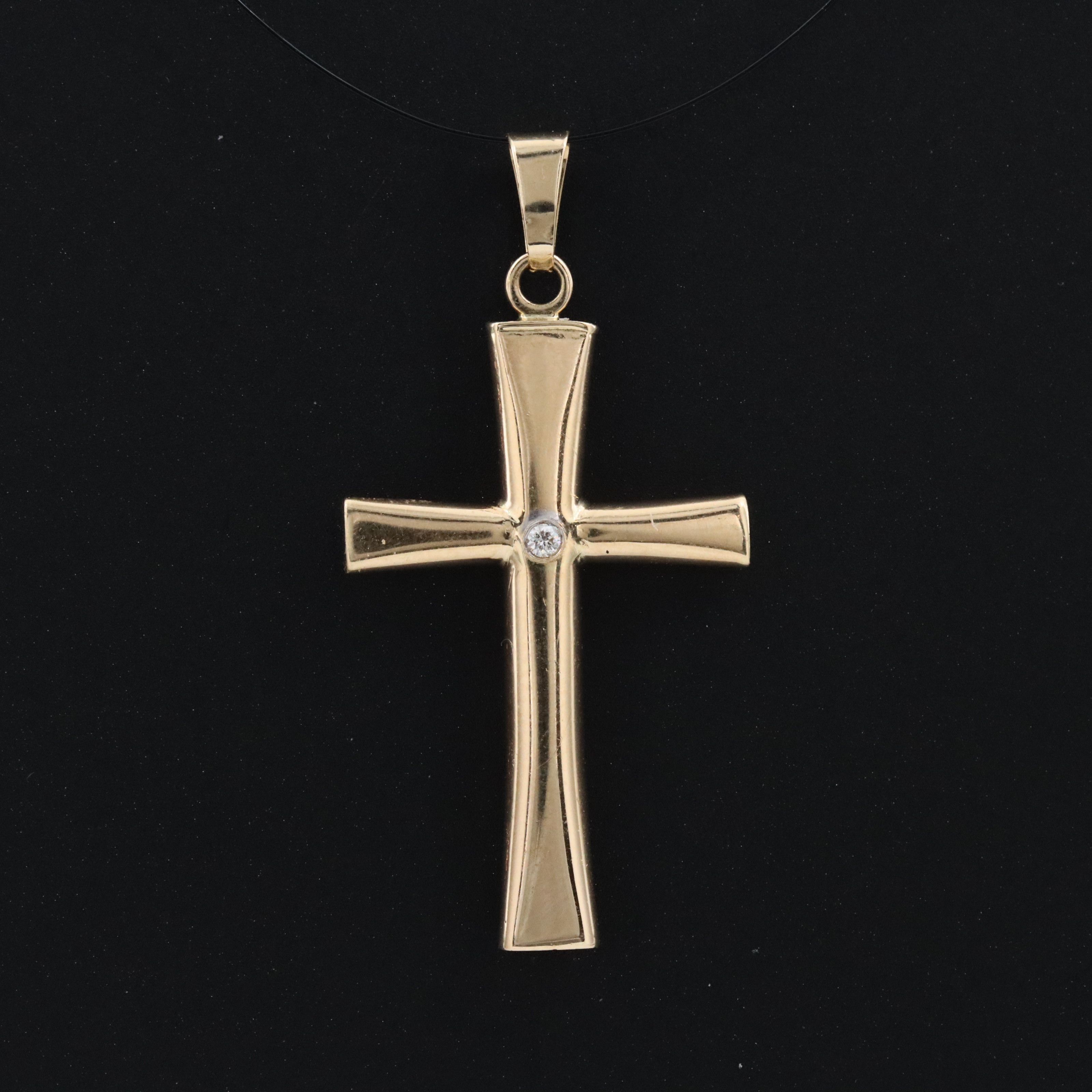 14K 0.01 CT Diamond Cross Pendant