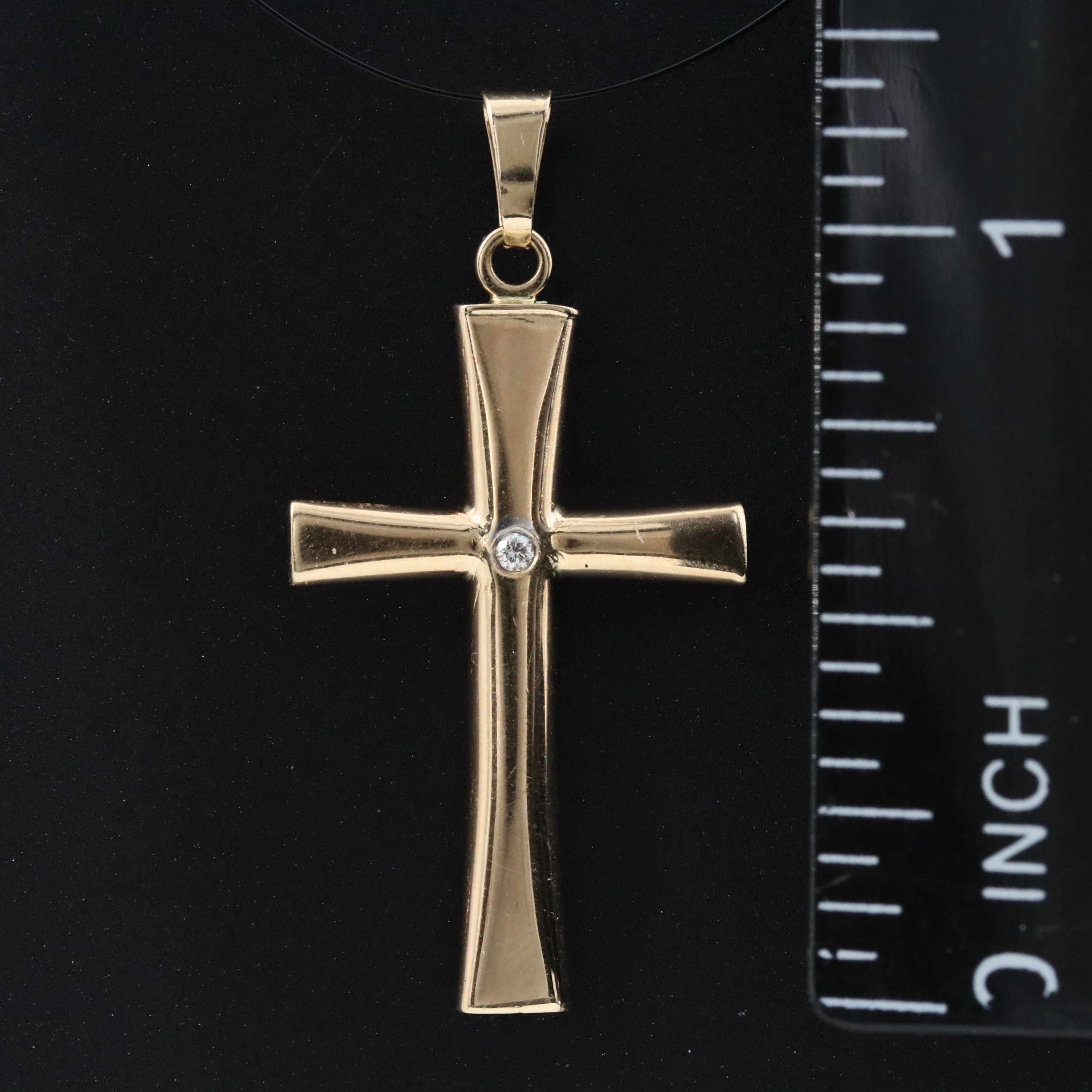 14K 0.01 CT Diamond Cross Pendant