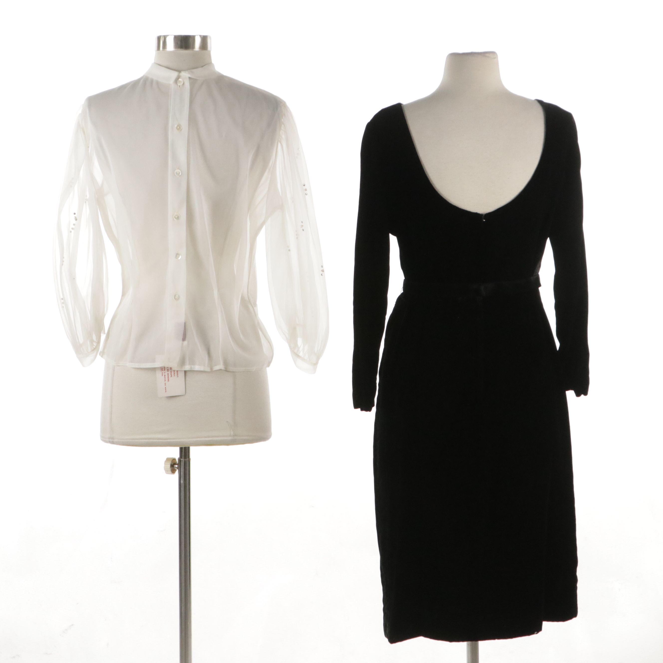 Perry Pearlized Bead and Rhinestone Embellished Blouse and Jeunesse Velvet Dress