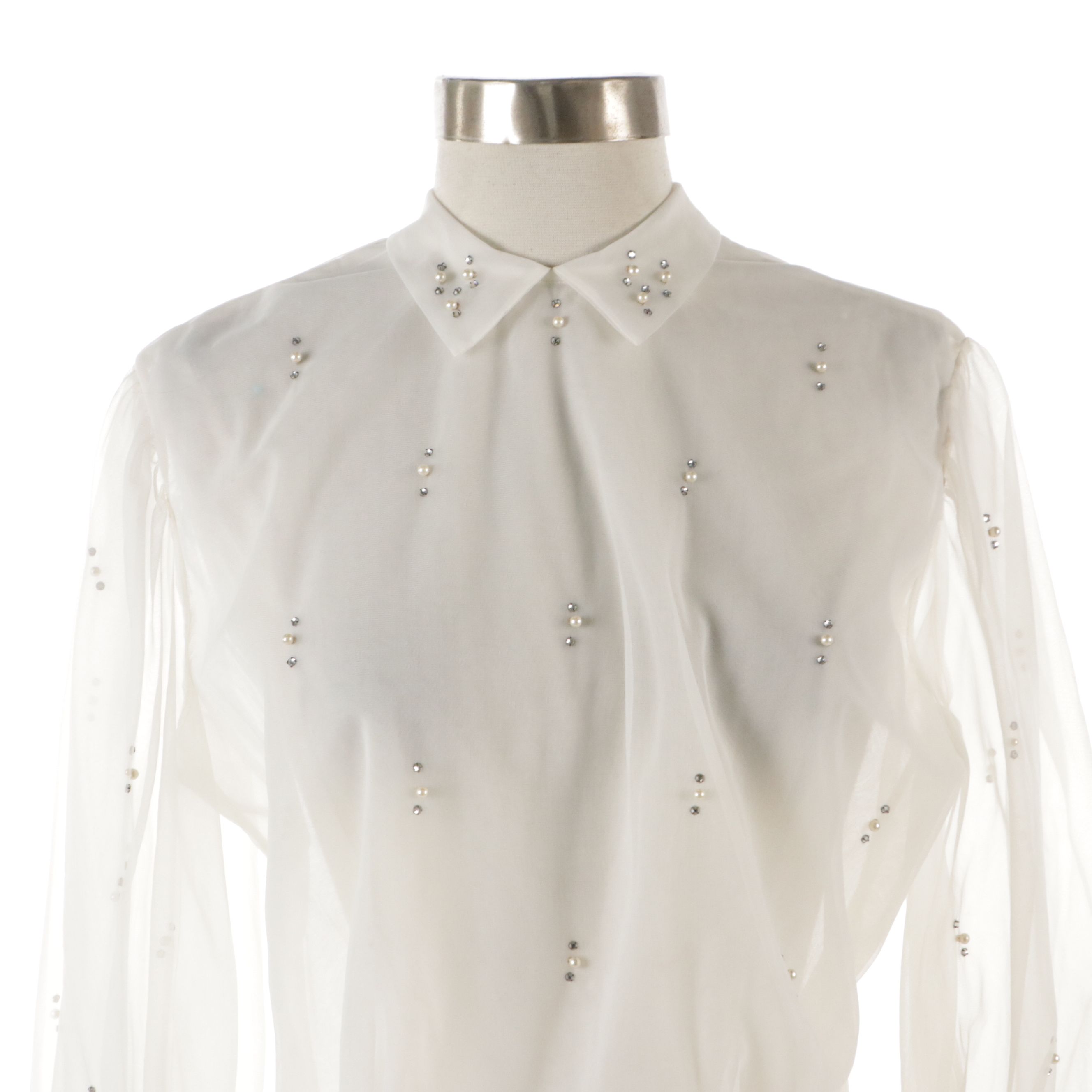 Perry Pearlized Bead and Rhinestone Embellished Blouse and Jeunesse Velvet Dress