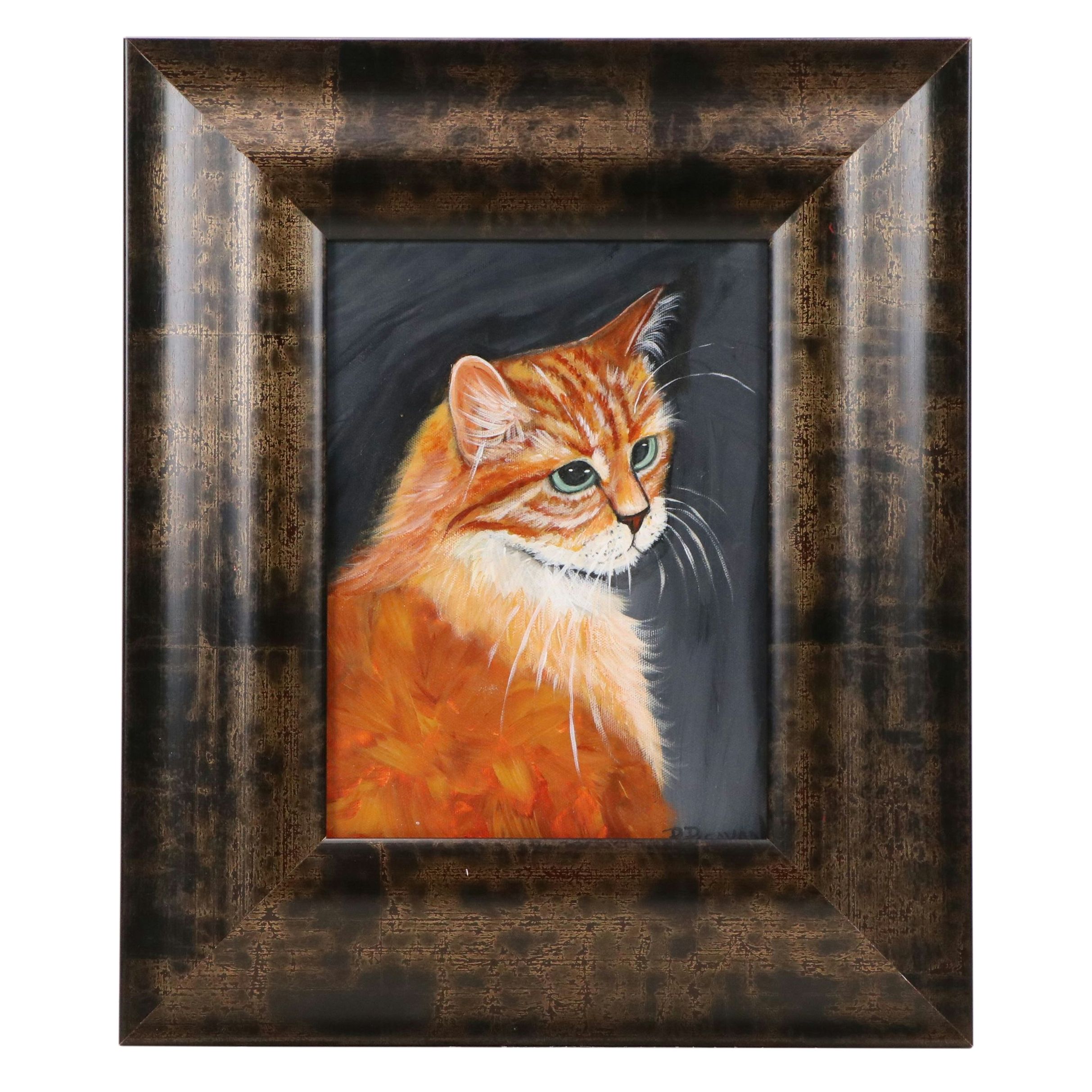 P. Pagayon Oil Painting of Orange Cat, 2004