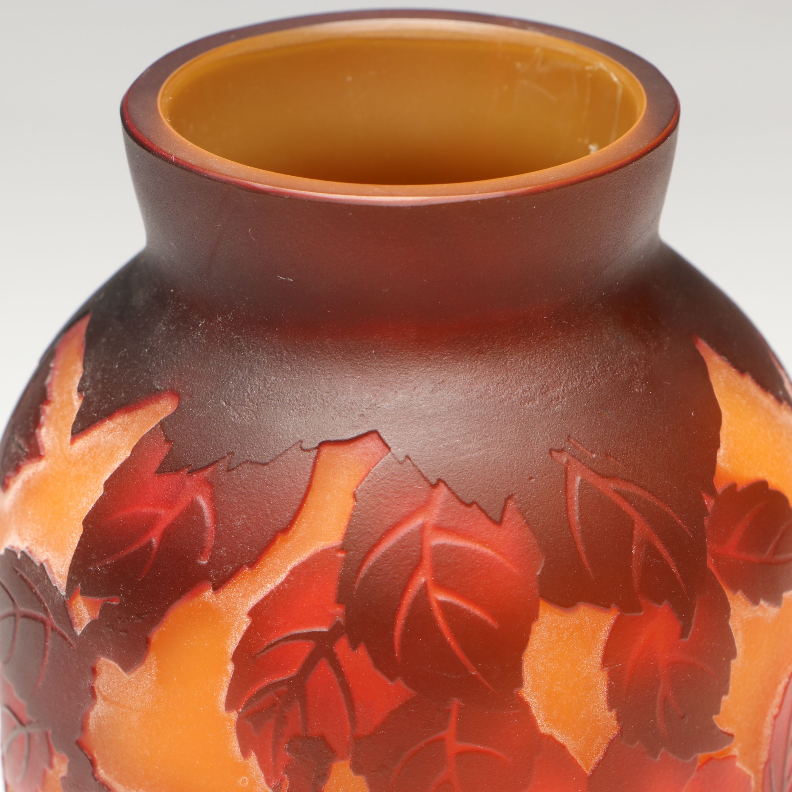 Gallé Style Floral Cameo Art Glass Vase