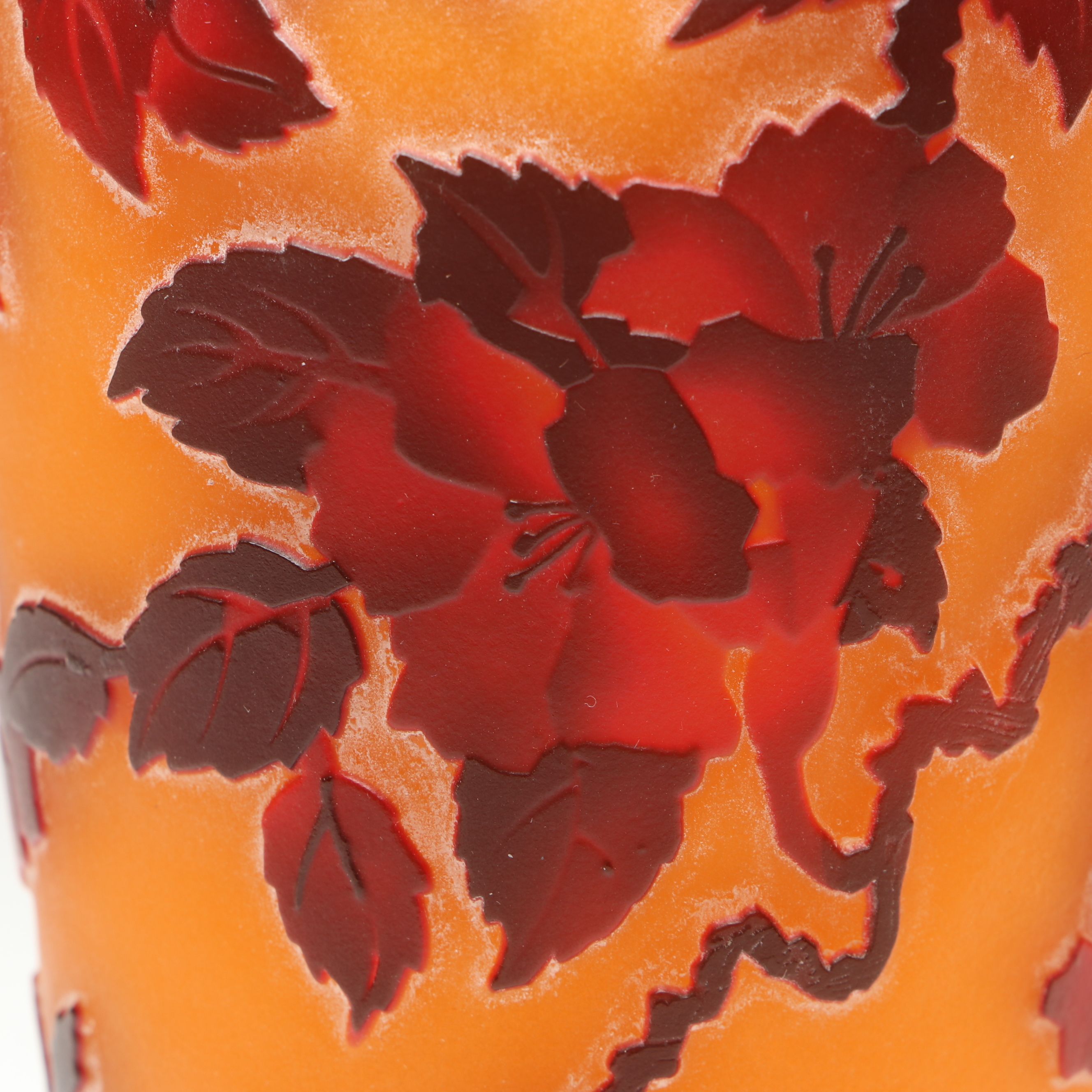Gallé Style Floral Cameo Art Glass Vase