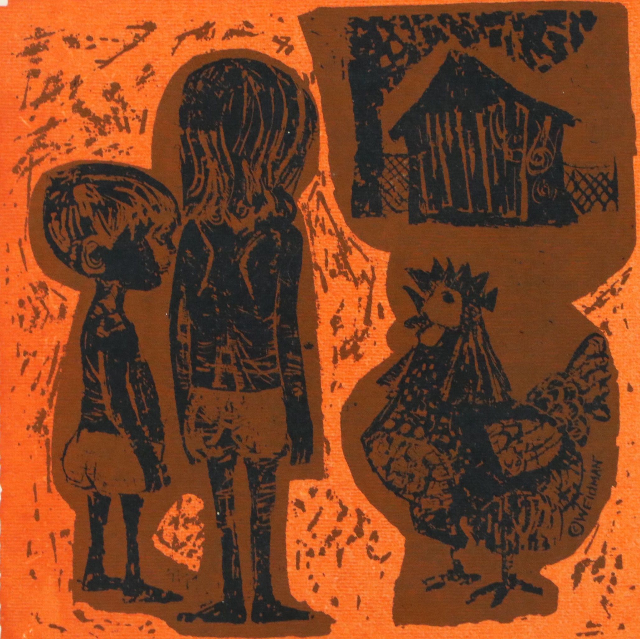 David Weidman Silkscreen on Paper "Children & Pet," 20th Century