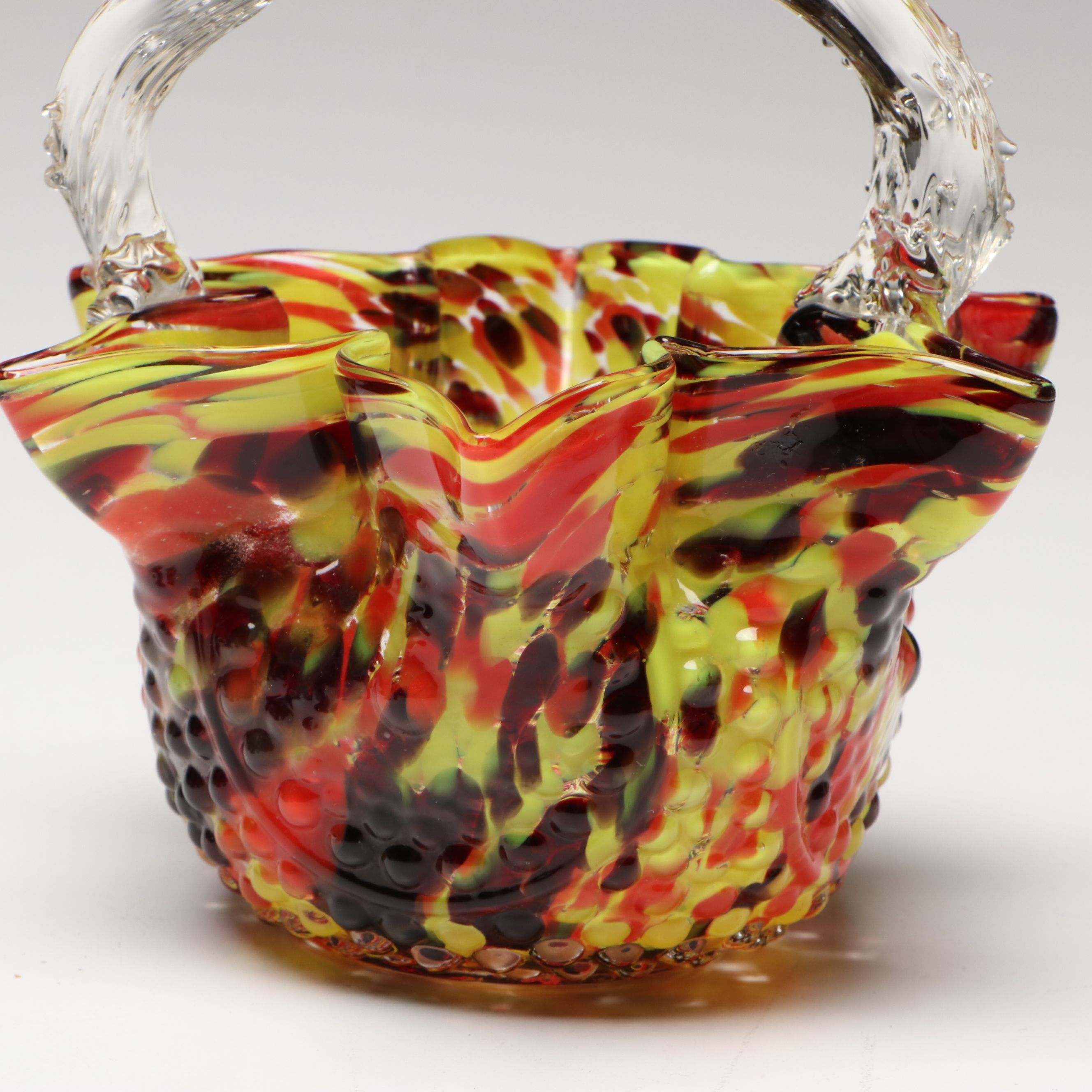 Bohemian Art Glass Vase and Basket with Fenton Cobalt Egg and Paperweights