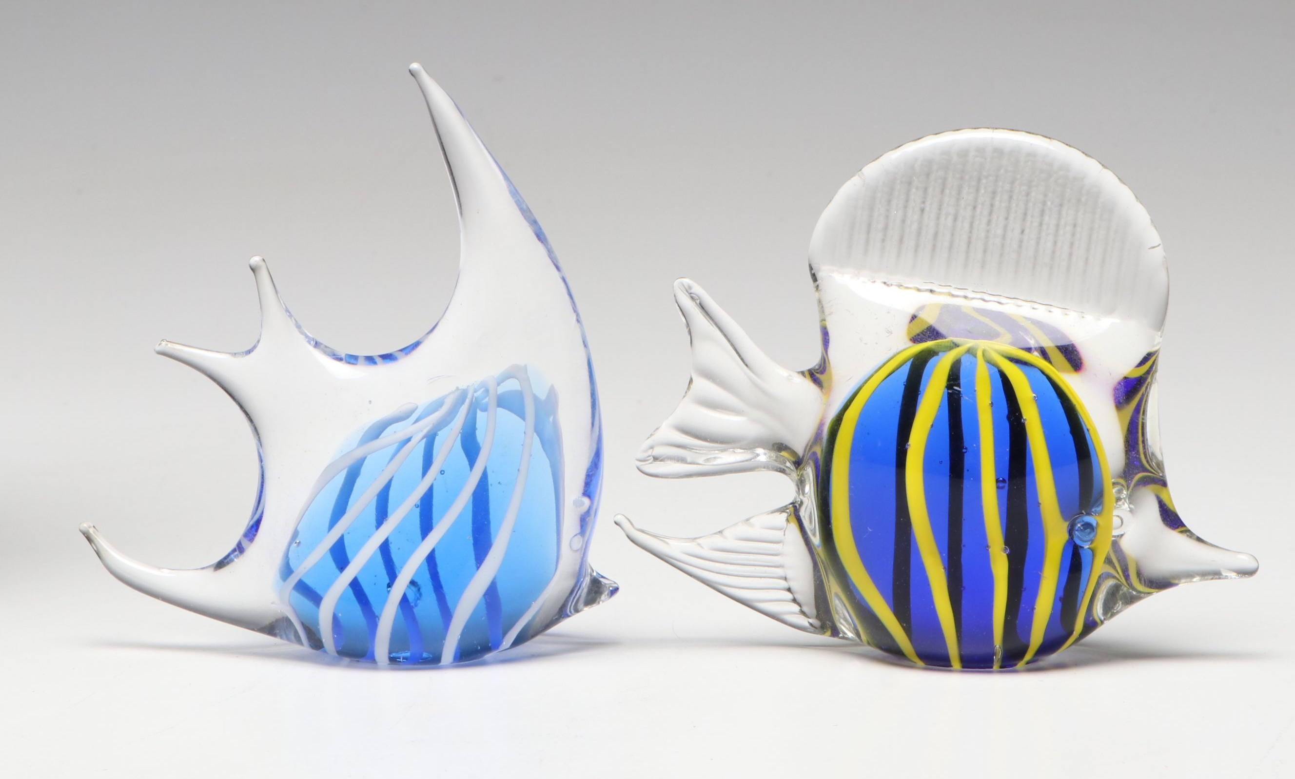 Bohemian Art Glass Vase and Basket with Fenton Cobalt Egg and Paperweights