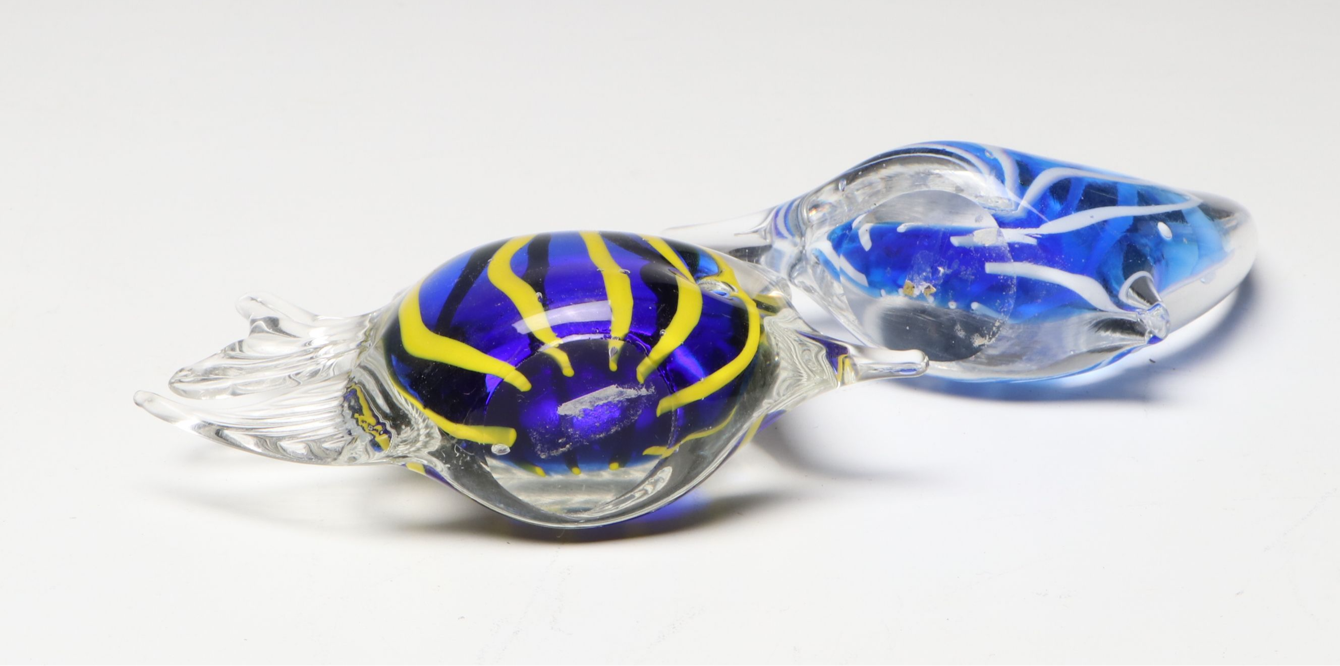 Bohemian Art Glass Vase and Basket with Fenton Cobalt Egg and Paperweights