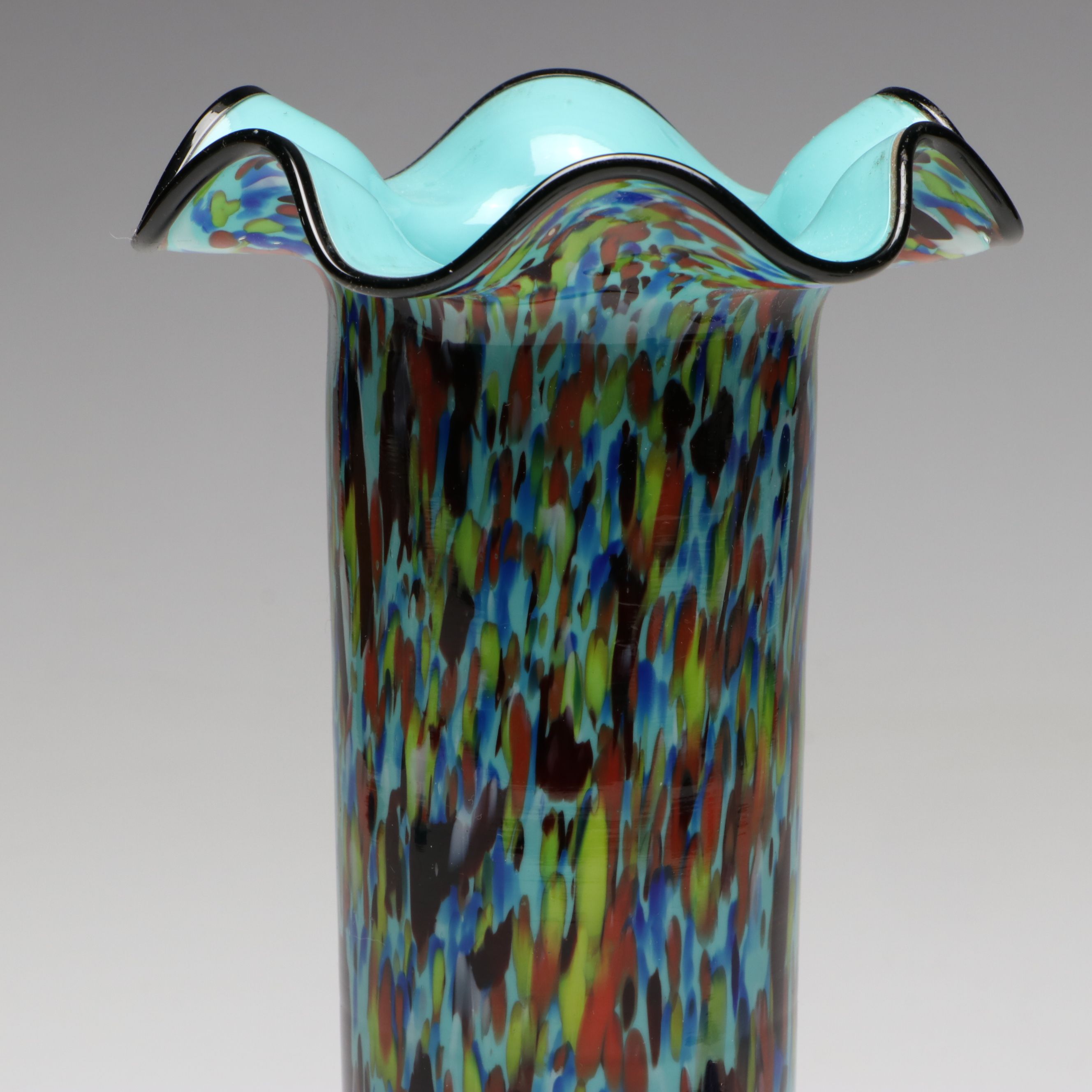 Bohemian Art Glass Vase and Basket with Fenton Cobalt Egg and Paperweights