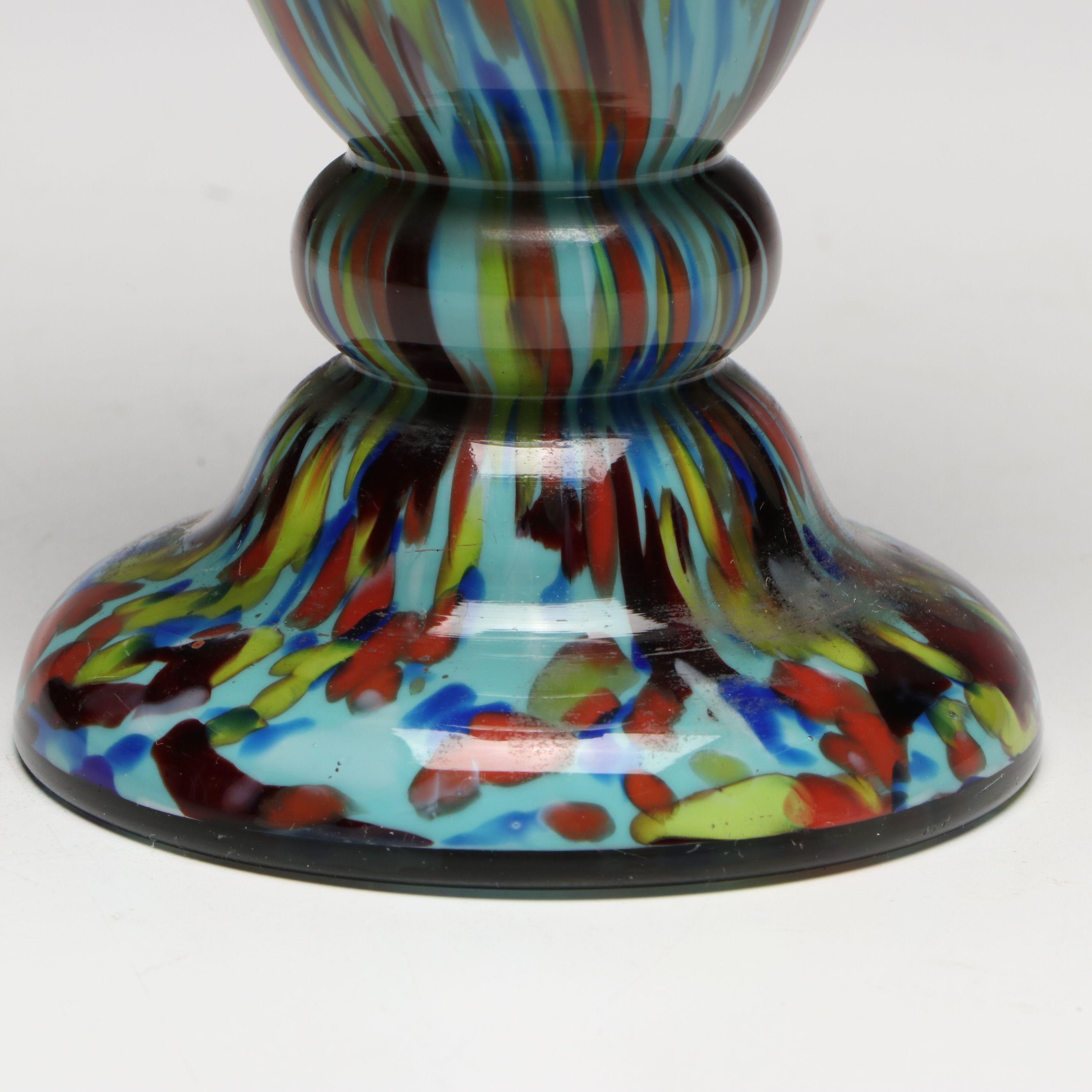 Bohemian Art Glass Vase and Basket with Fenton Cobalt Egg and Paperweights