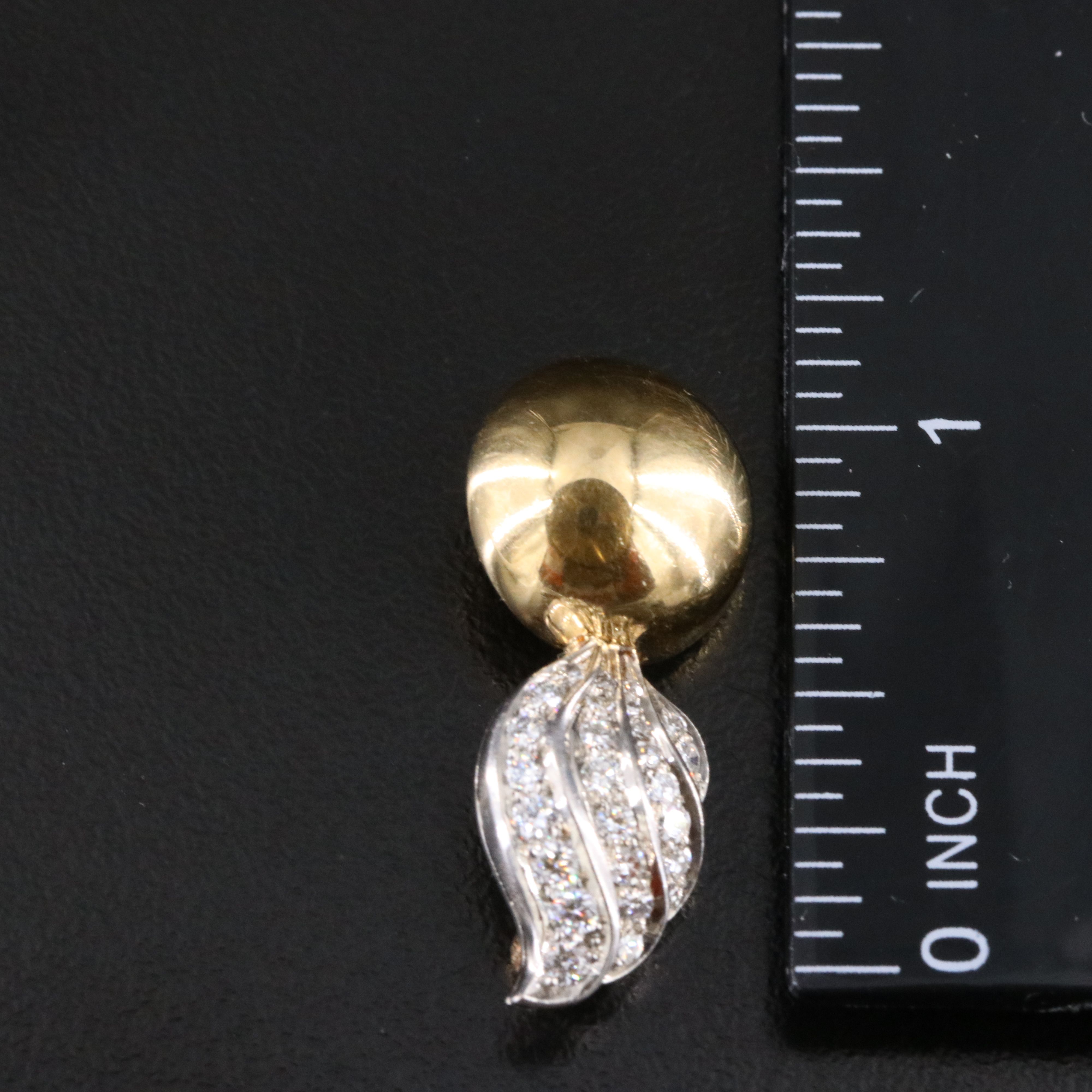 14K and Palladium 0.40 CTW Diamond Flaming Ball Brooch