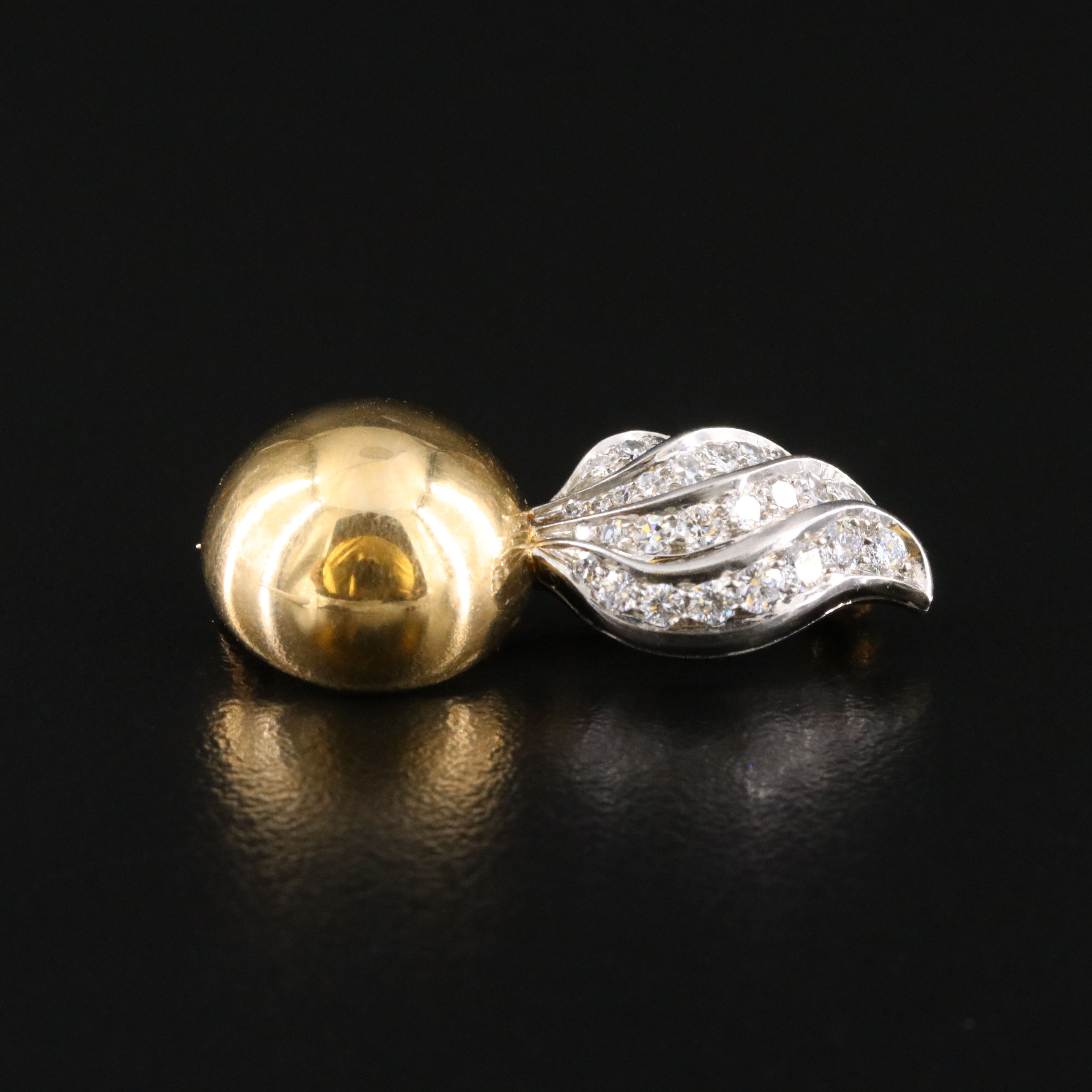 14K and Palladium 0.40 CTW Diamond Flaming Ball Brooch