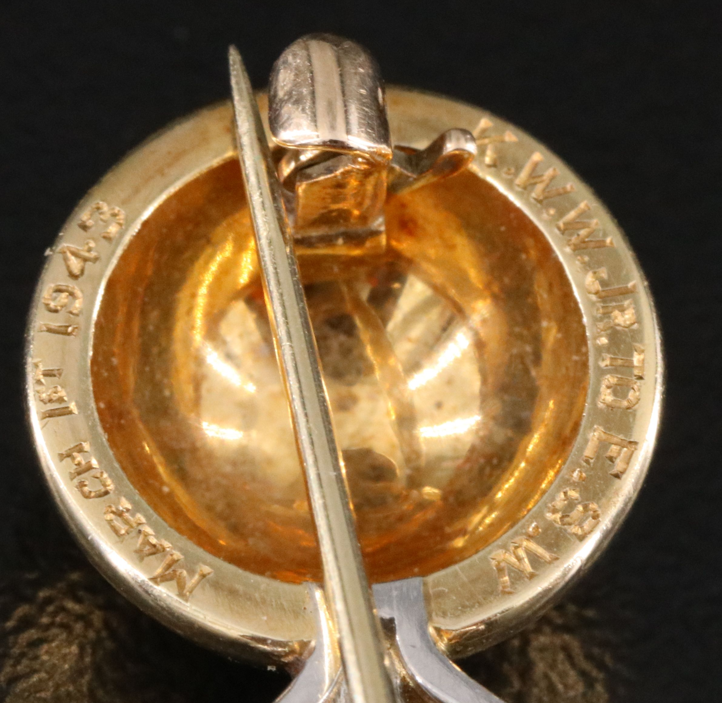 14K and Palladium 0.40 CTW Diamond Flaming Ball Brooch