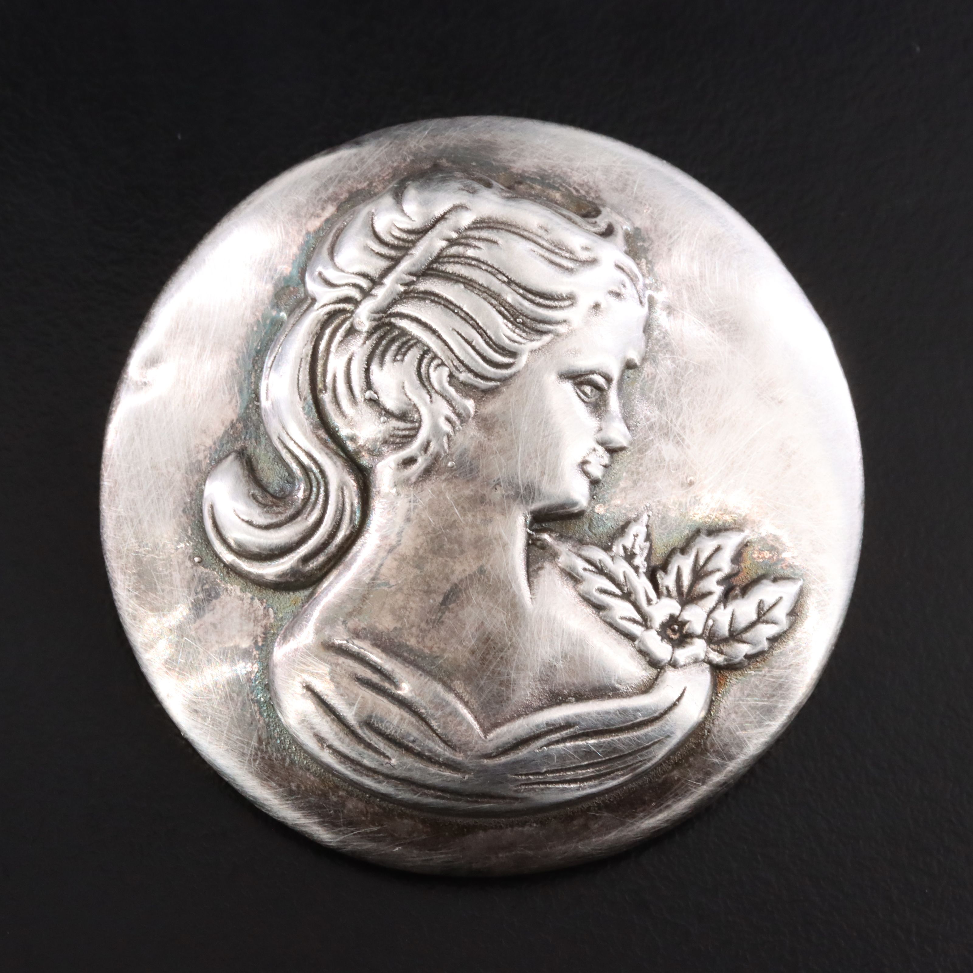Sterling Electroformed Portrait Converter Brooch