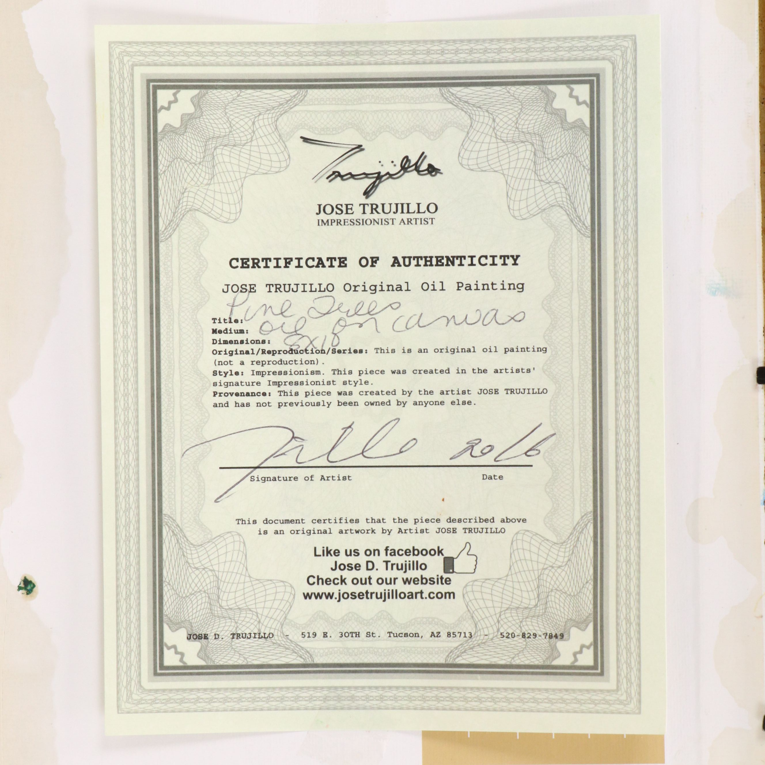 Jose Trujillo Oil Painting "Pine Trees," 2016