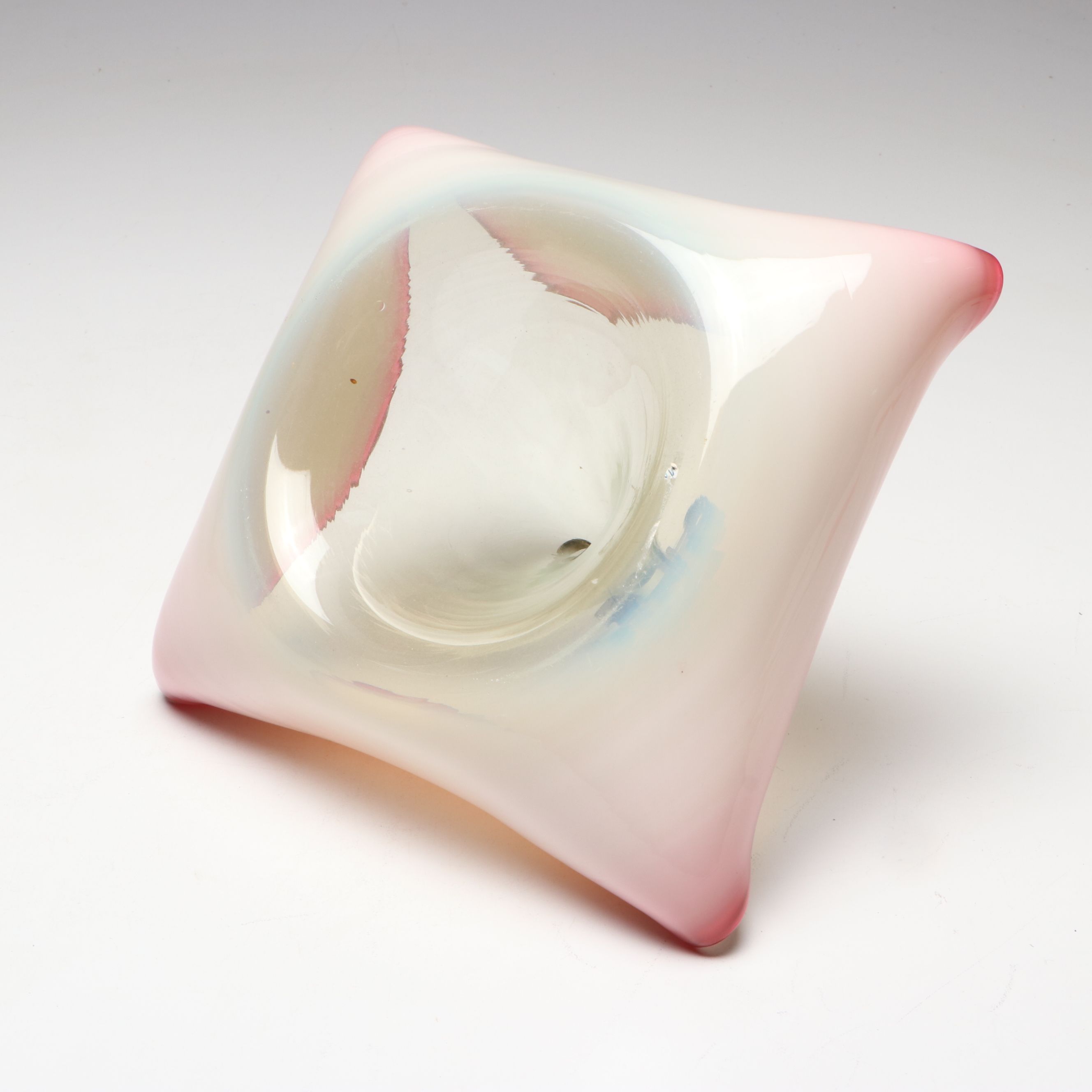 Art Nouveau Style Ruffled Cranberry and Uranium Glass Epergne and Vase