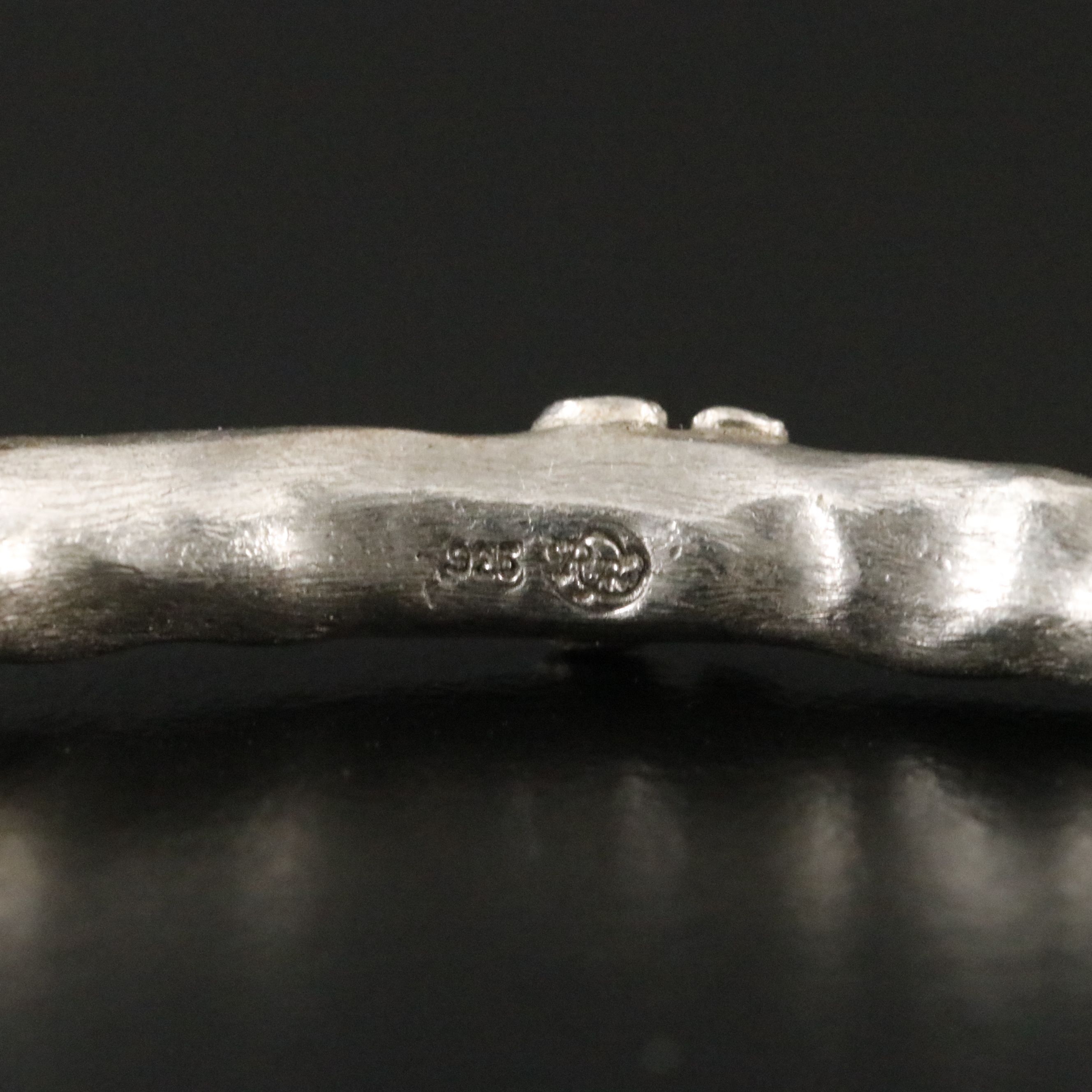 Rhonda Faber Green Sterling Diamond Hammered Fleur-de-Lis Bangle Bracelet