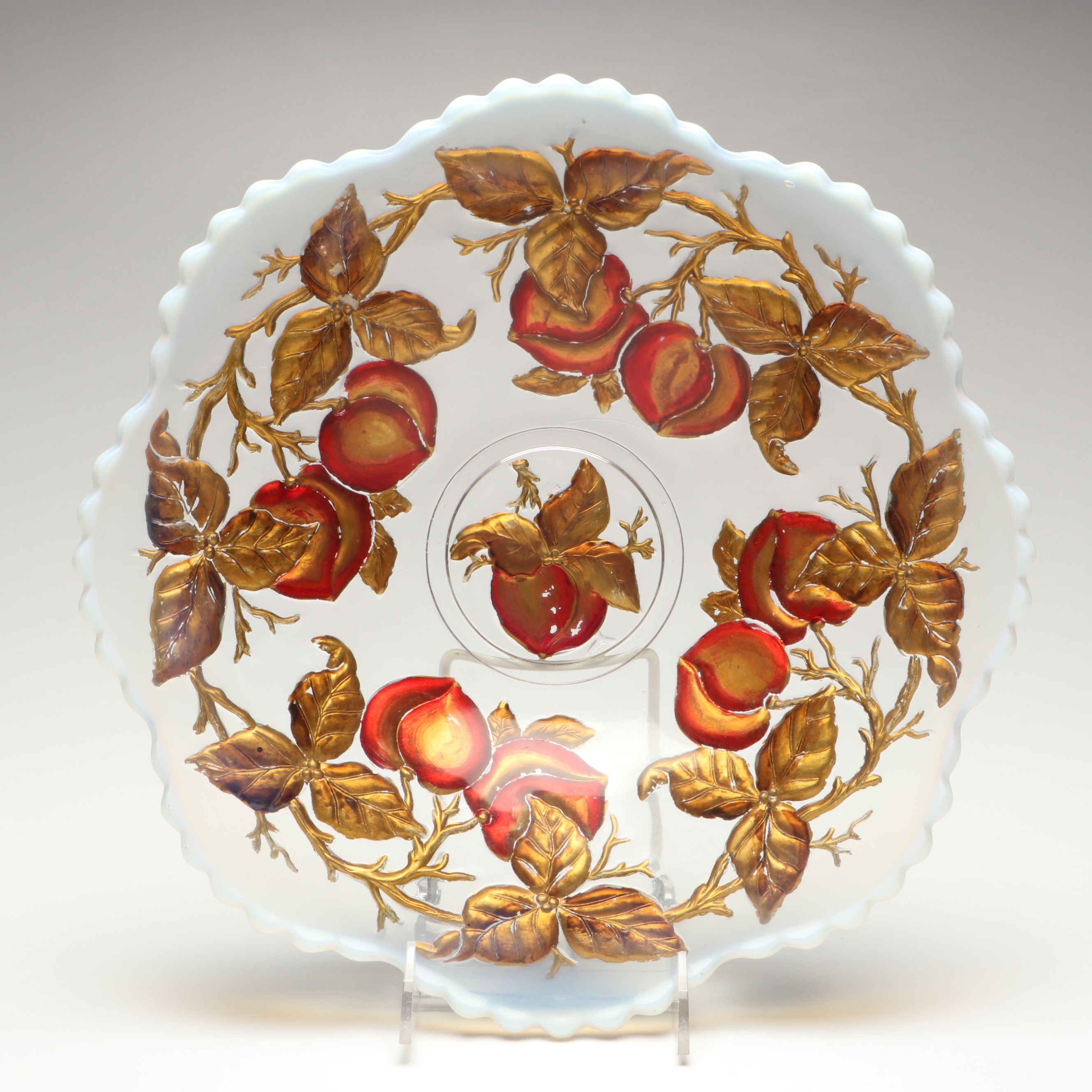 Goofus Glass Centerpiece and Basket Bowl, Early 20th Century