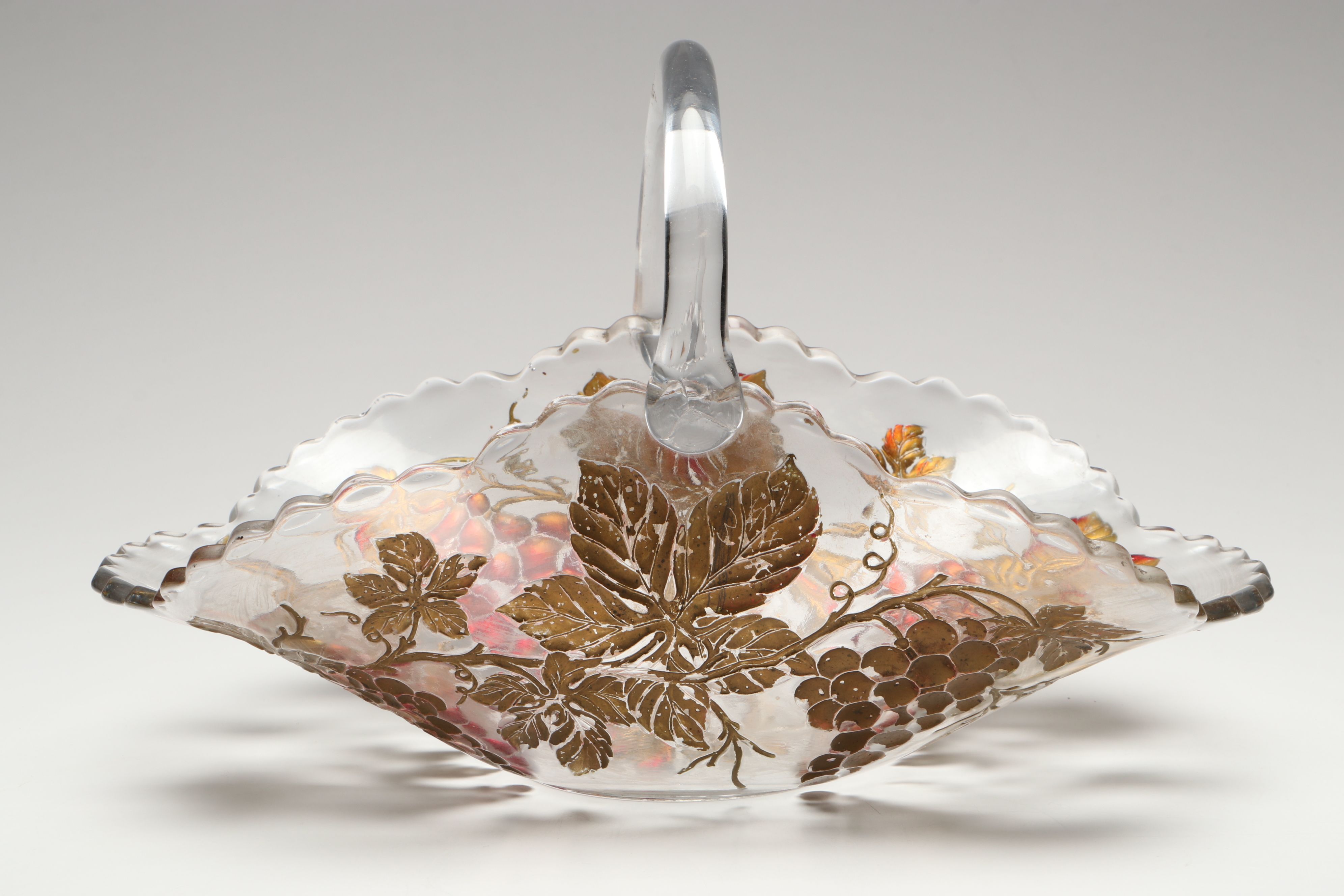 Goofus Glass Centerpiece and Basket Bowl, Early 20th Century