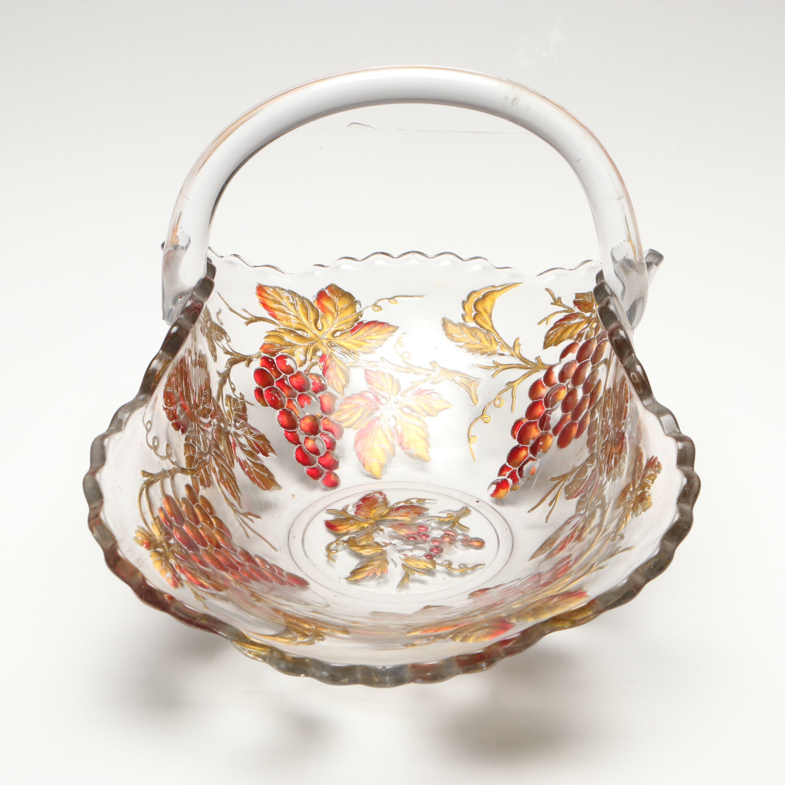 Goofus Glass Centerpiece and Basket Bowl, Early 20th Century