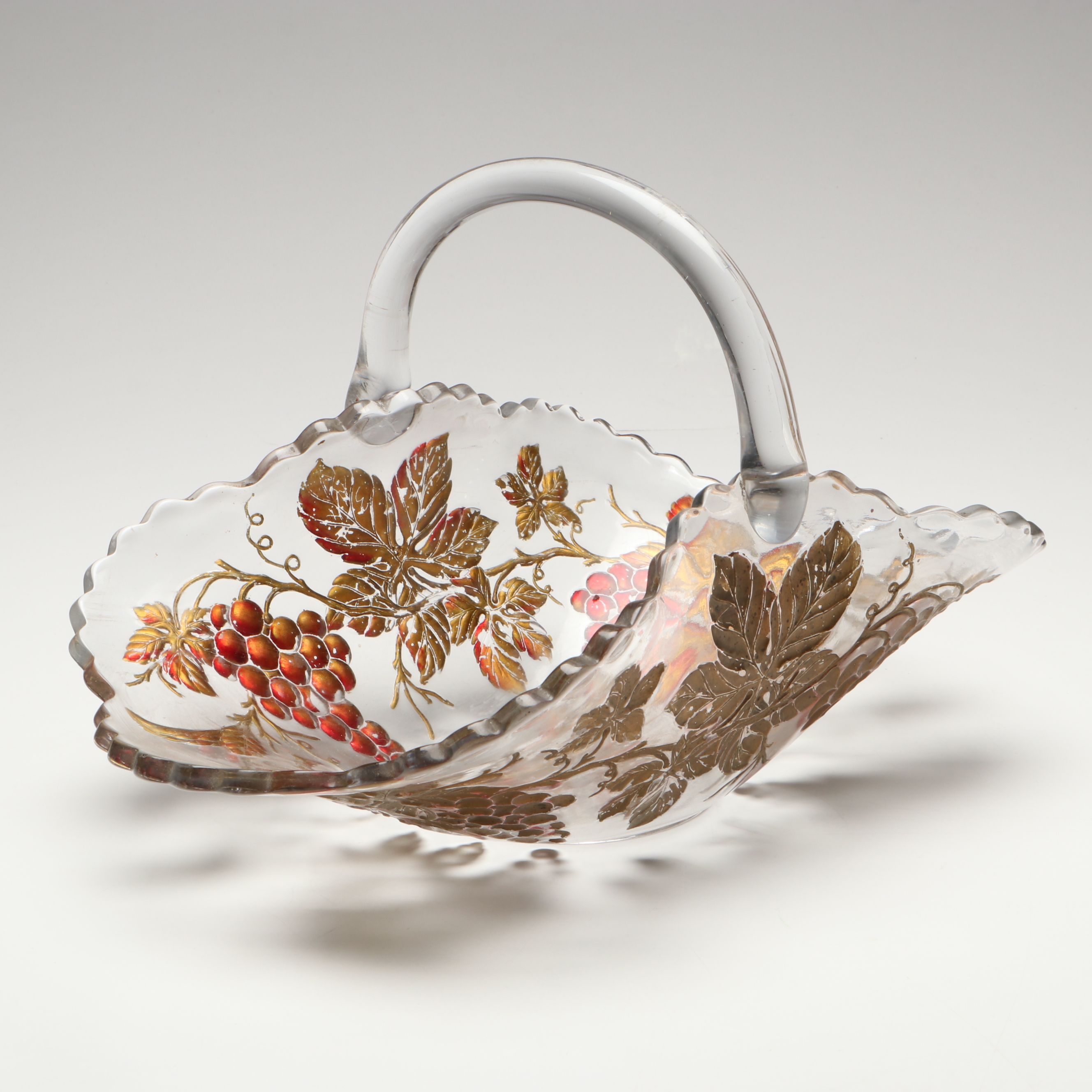 Goofus Glass Centerpiece and Basket Bowl, Early 20th Century