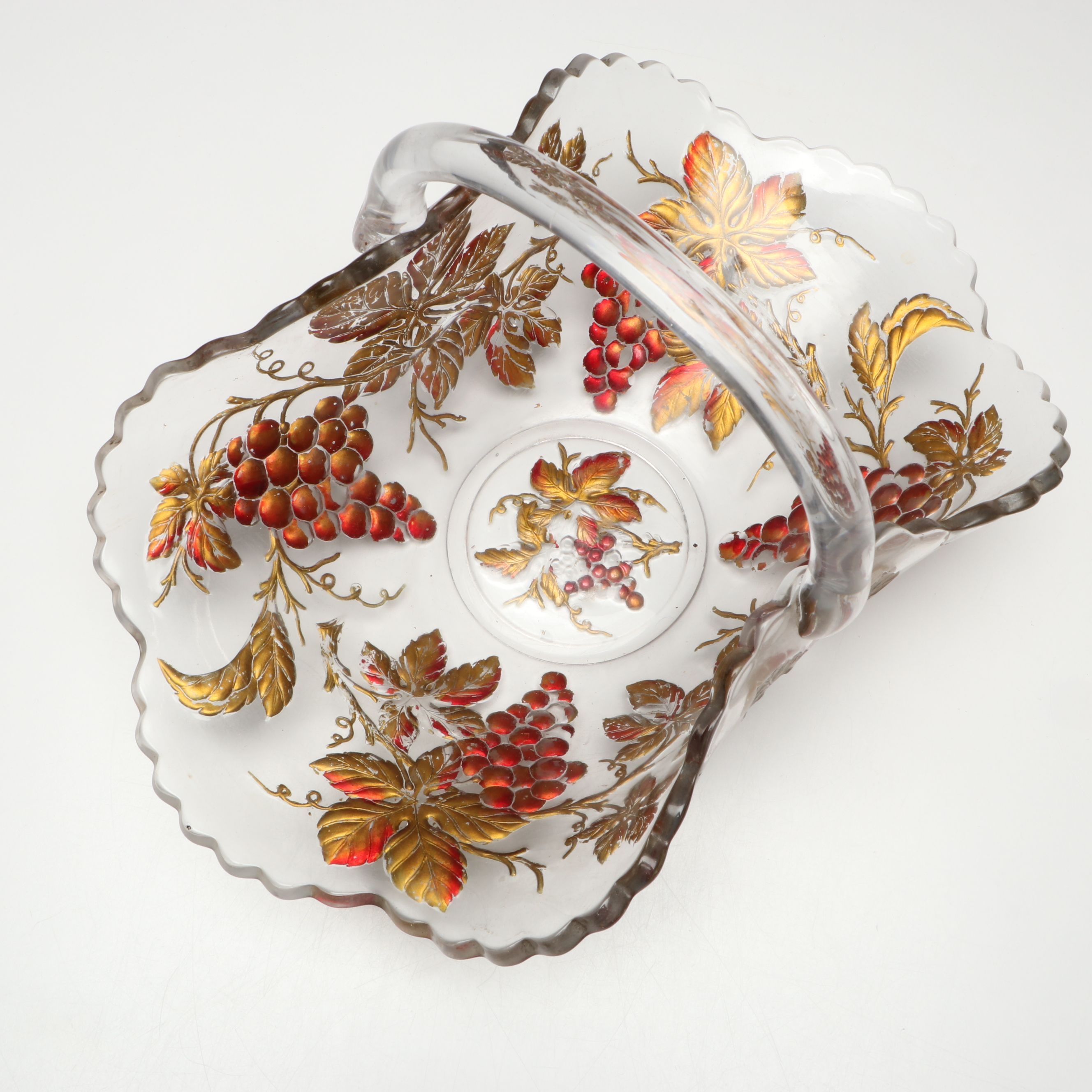 Goofus Glass Centerpiece and Basket Bowl, Early 20th Century